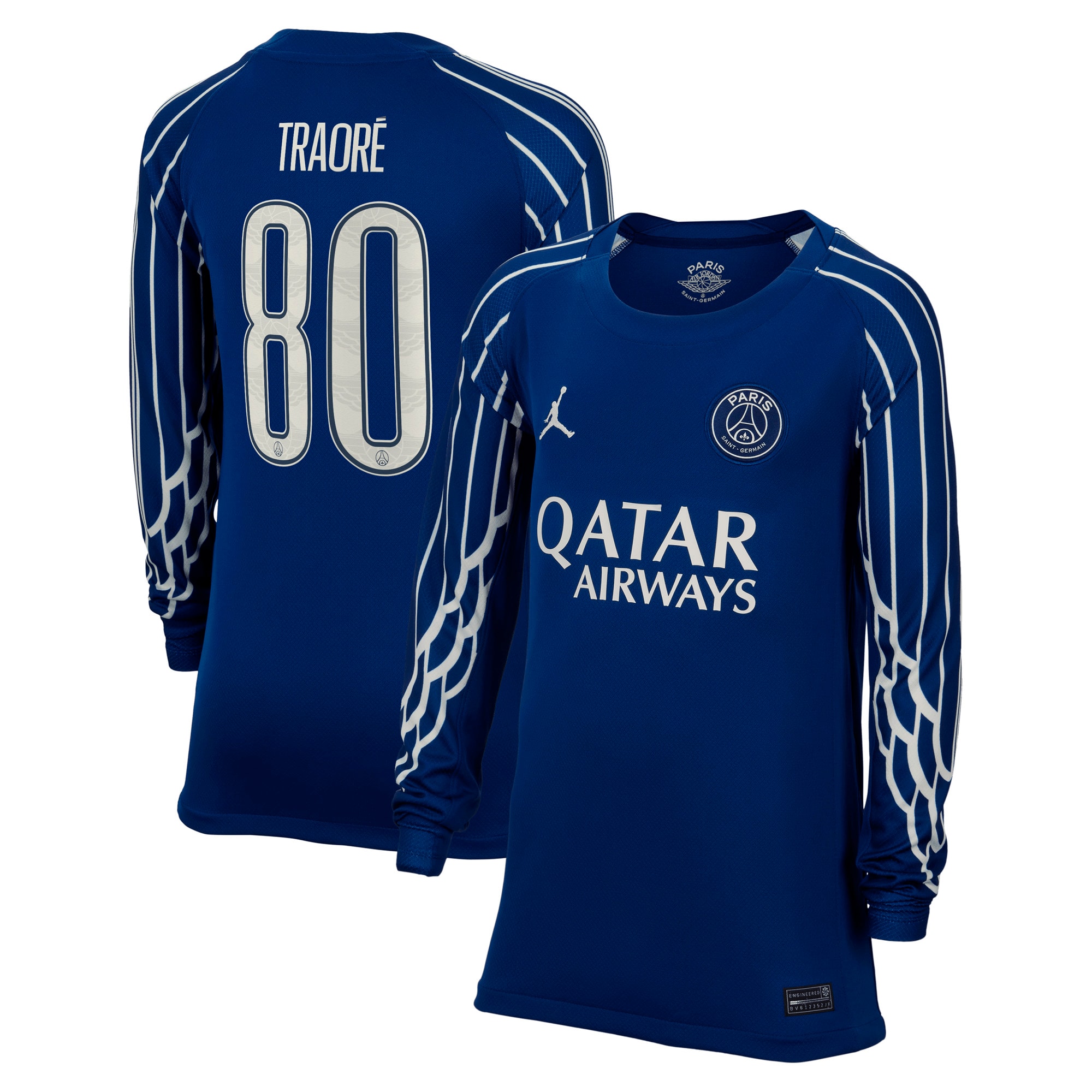 psg jordan fourth stadium shirt 2024-25 – long sleeve – kids with traore 80 printing Kits Collection | Shop PSG Gear