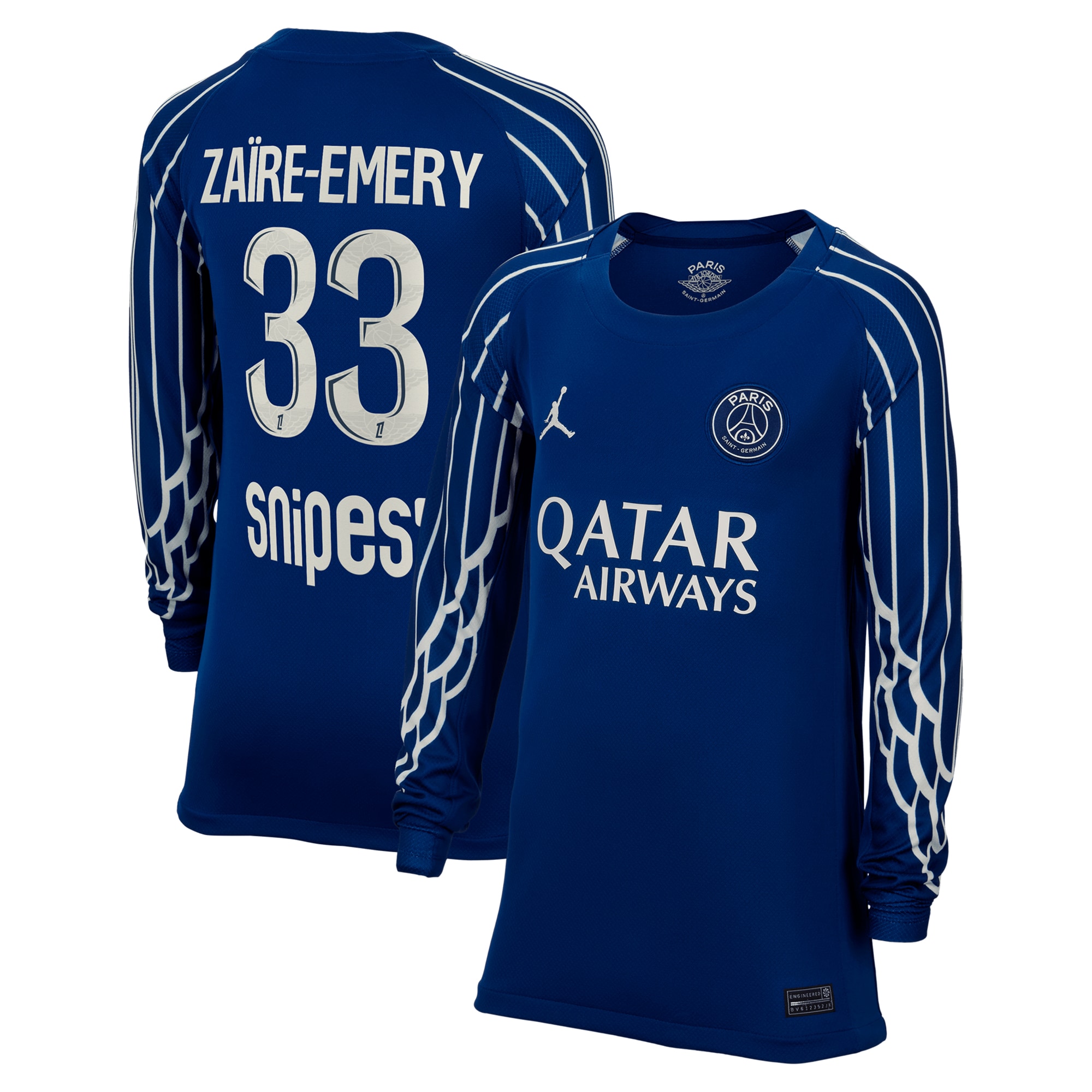psg jordan fourth stadium shirt 2024-25 – long sleeve – kids with zaire-emery 33 printing Kits Collection | Shop PSG Gear