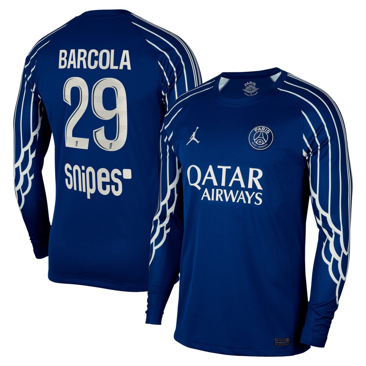 psg jordan fourth stadium shirt 2024-25 – long sleeve with barcola 29 printing Kits Collection | Shop PSG Gear