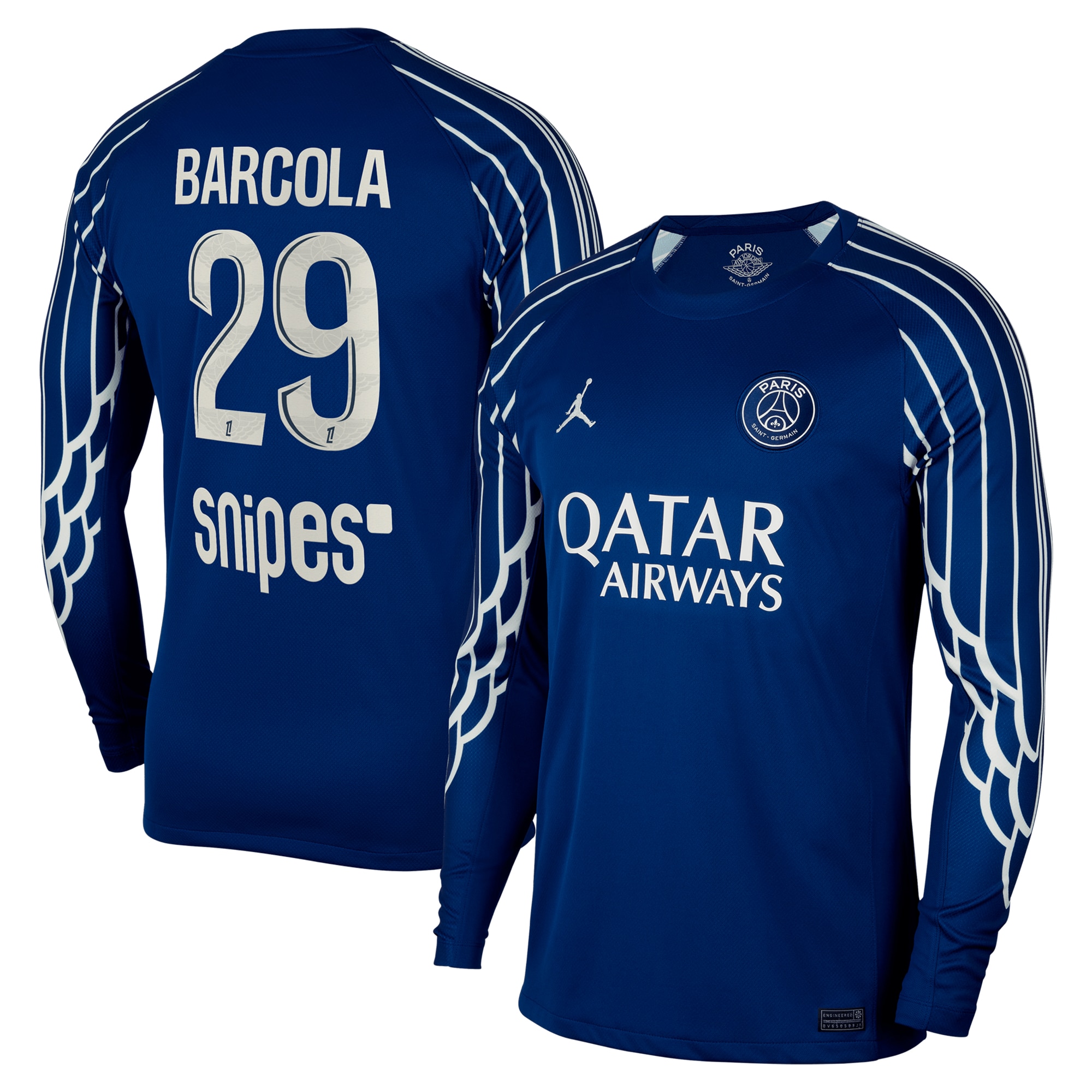 psg jordan fourth stadium shirt 2024-25 – long sleeve with barcola 29 printing Kits Collection | Shop PSG Gear