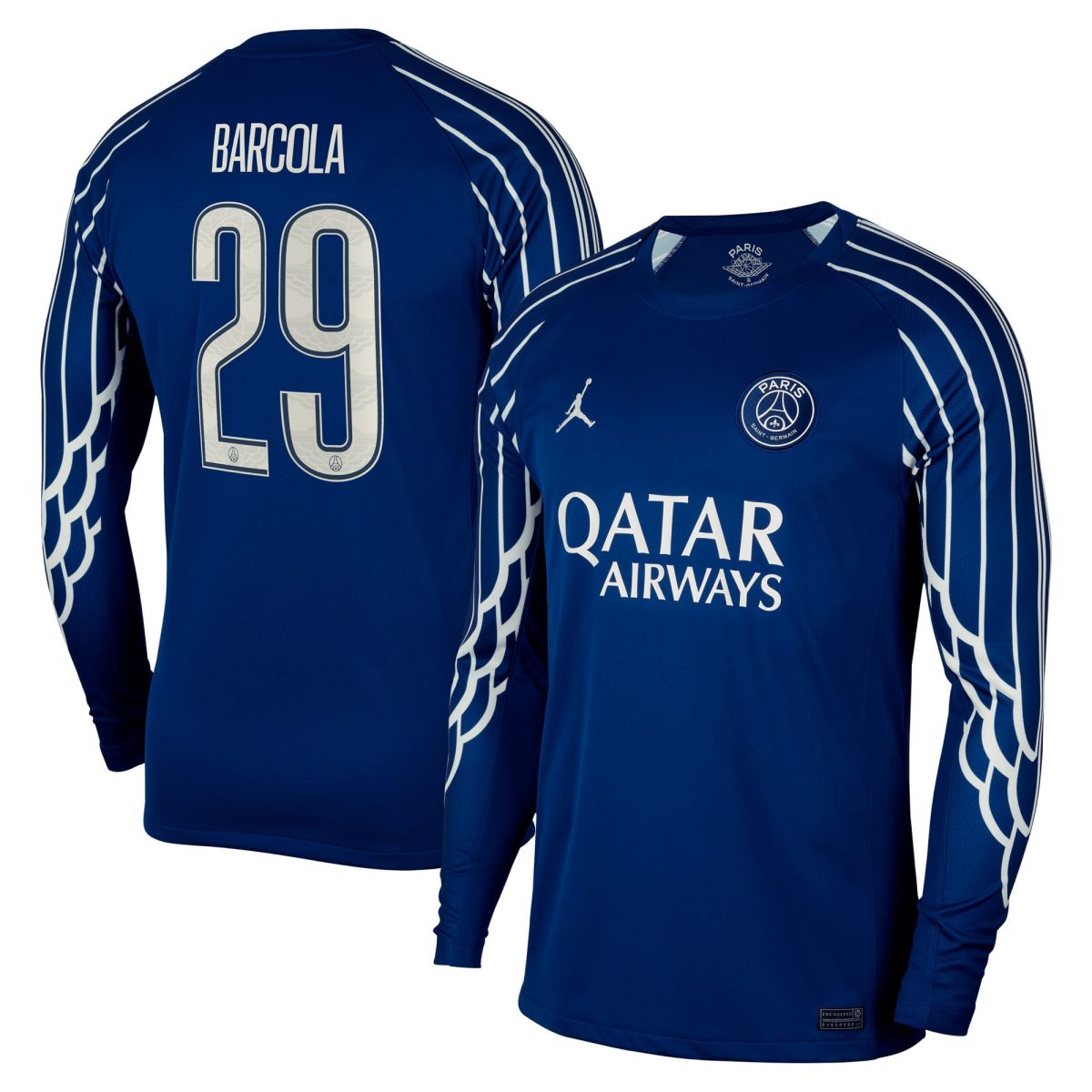 psg jordan fourth stadium shirt 2024-25 – long sleeve with cup printing barcola 29 Kits Collection | Shop PSG Gear