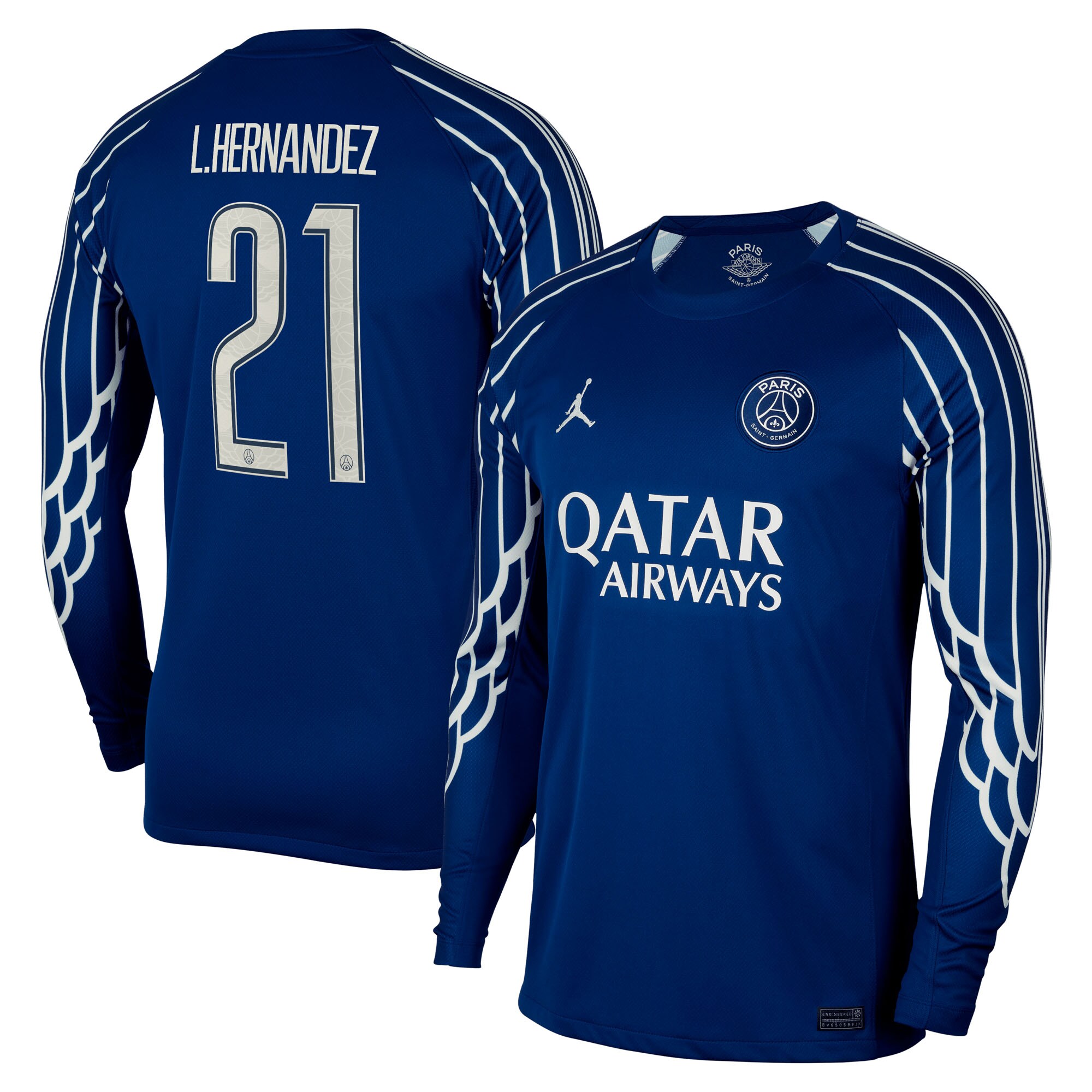 psg jordan fourth stadium shirt 2024-25 – long sleeve with cup printing l.hernandez 21 Kits Collection | Shop PSG Gear