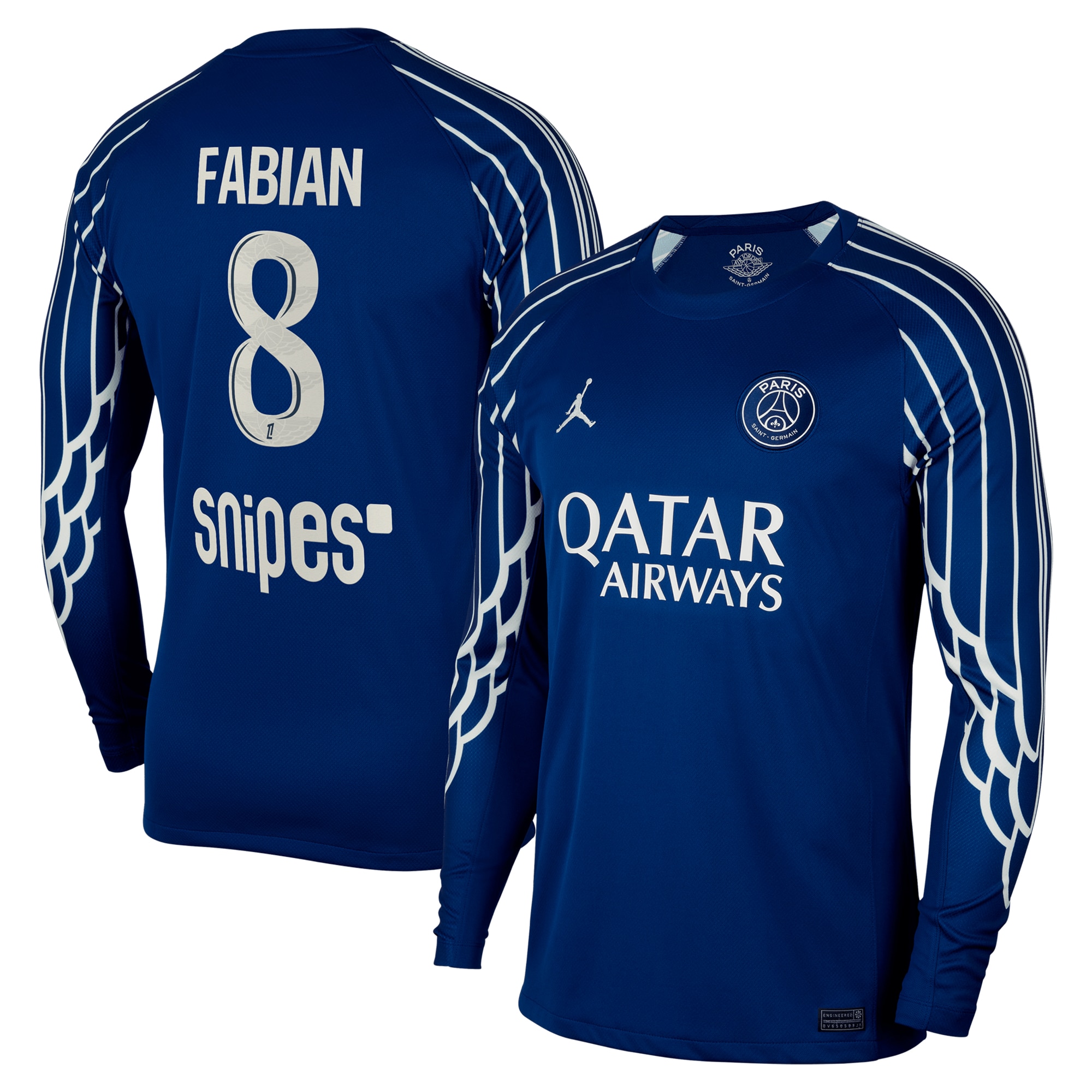 psg jordan fourth stadium shirt 2024-25 – long sleeve with fabian 8 printing Kits Collection | Shop PSG Gear