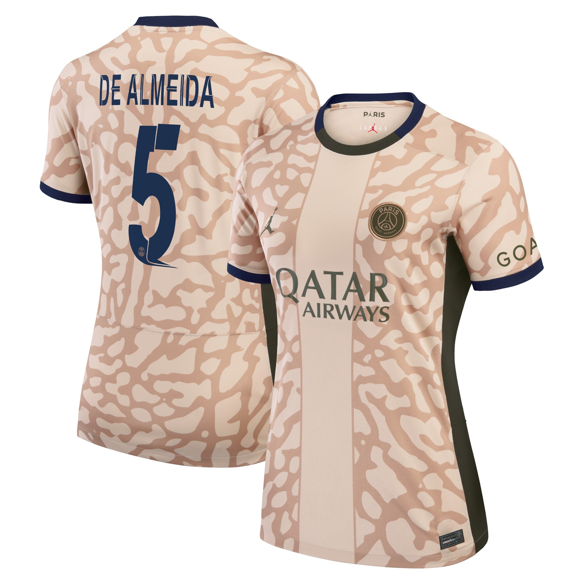 psg jordan fourth stadium shirt 2324 – womens with de almeida 5 printing Kits Collection | Shop PSG Gear
