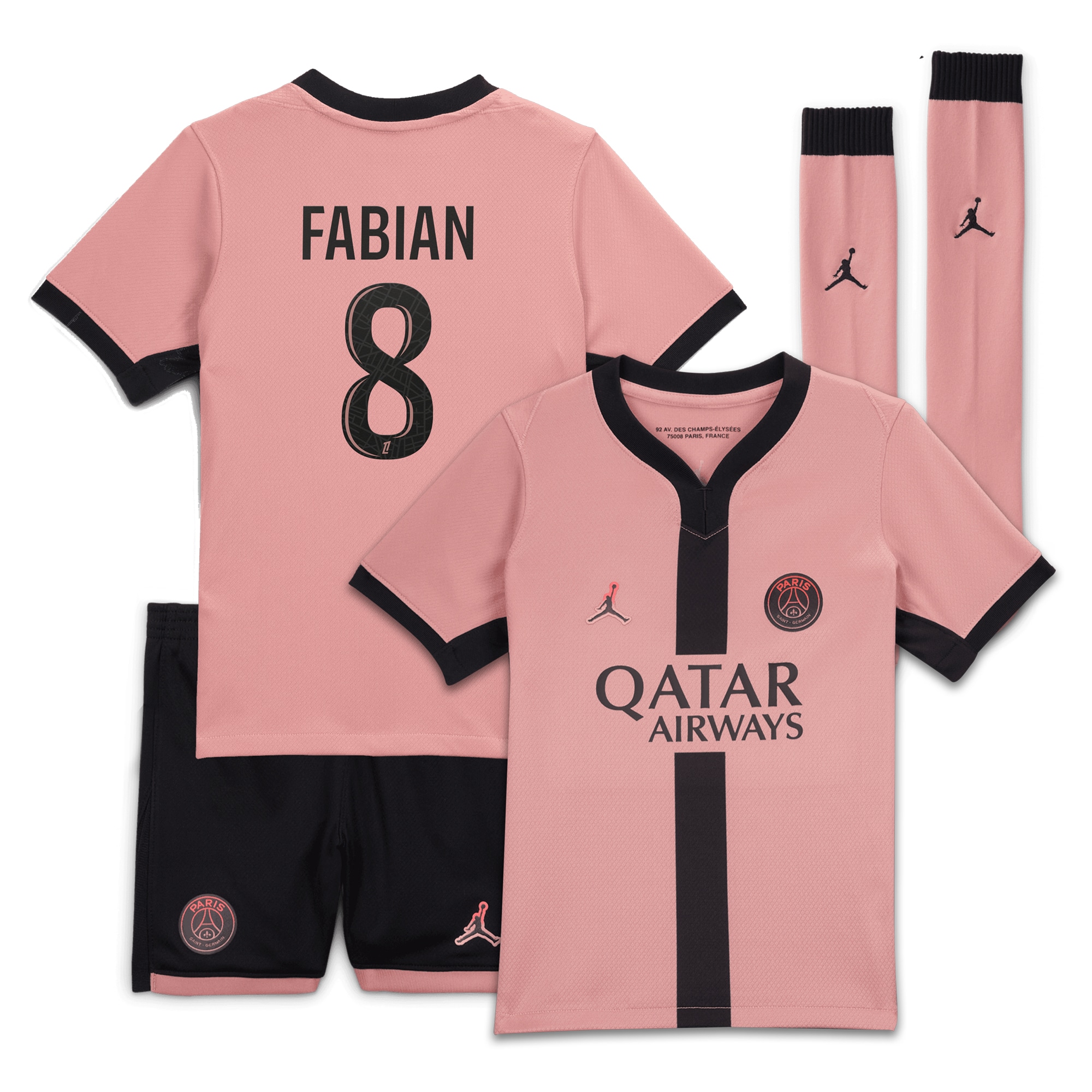 psg jordan third stadium mini kit 2024-25 – little kids with fabian 8 printing Kits Collection | Shop PSG Gear