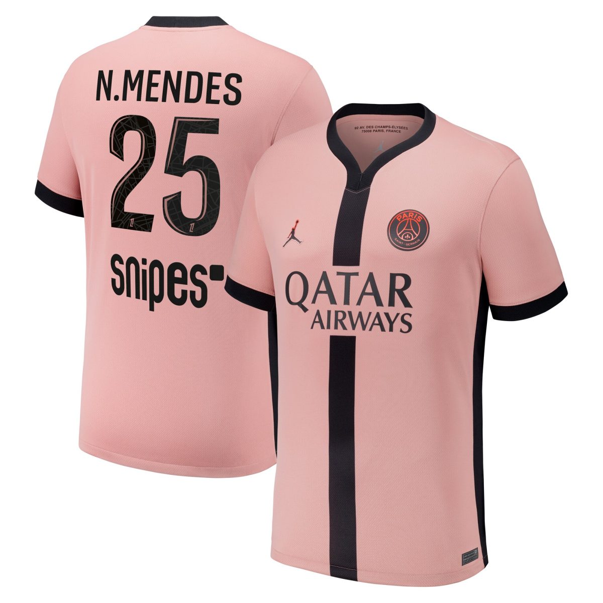 psg jordan third stadium shirt 2024-25 – kids with n.mendes 25 printing Kits Collection | Shop PSG Gear