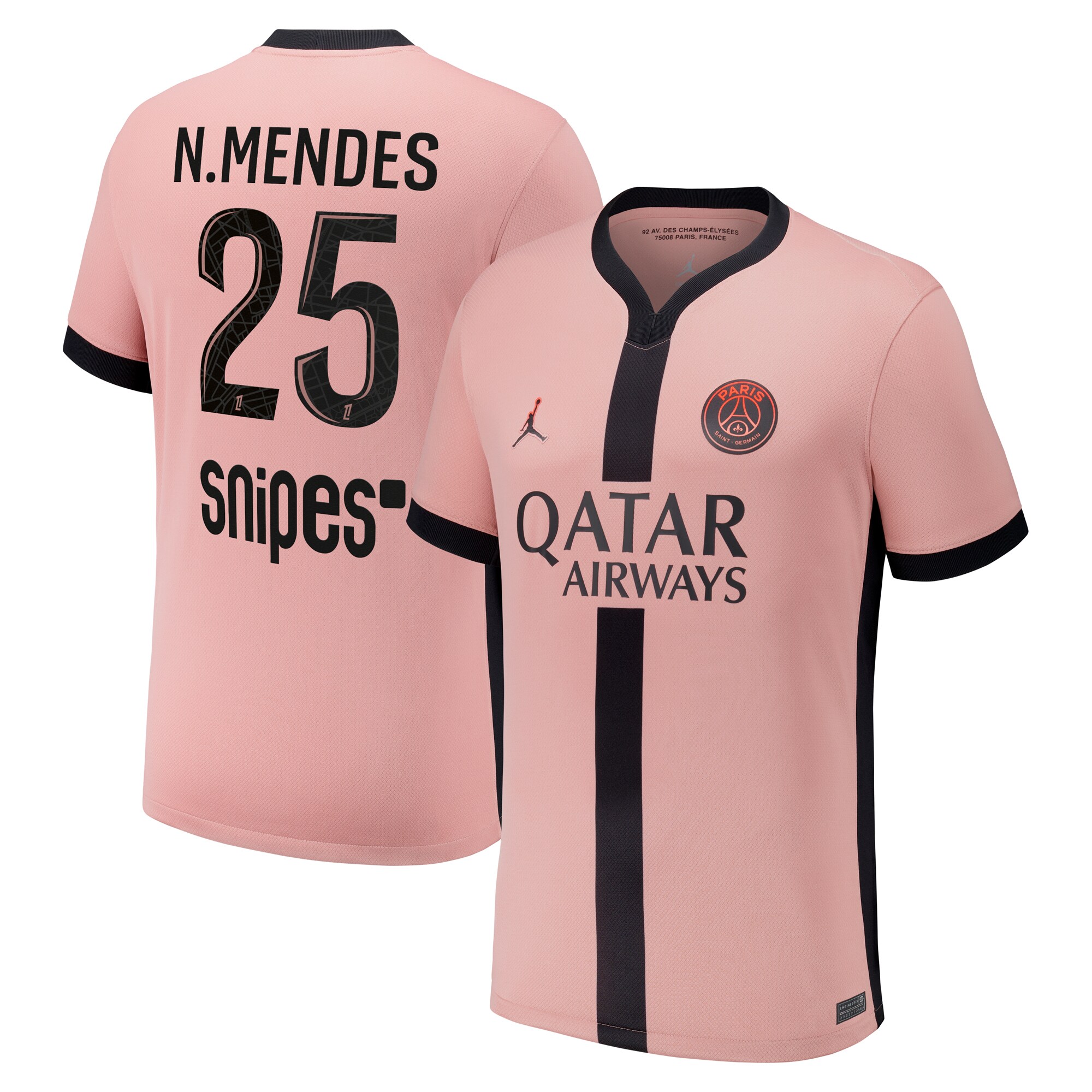 psg jordan third stadium shirt 2024-25 – kids with n.mendes 25 printing Kits Collection | Shop PSG Gear