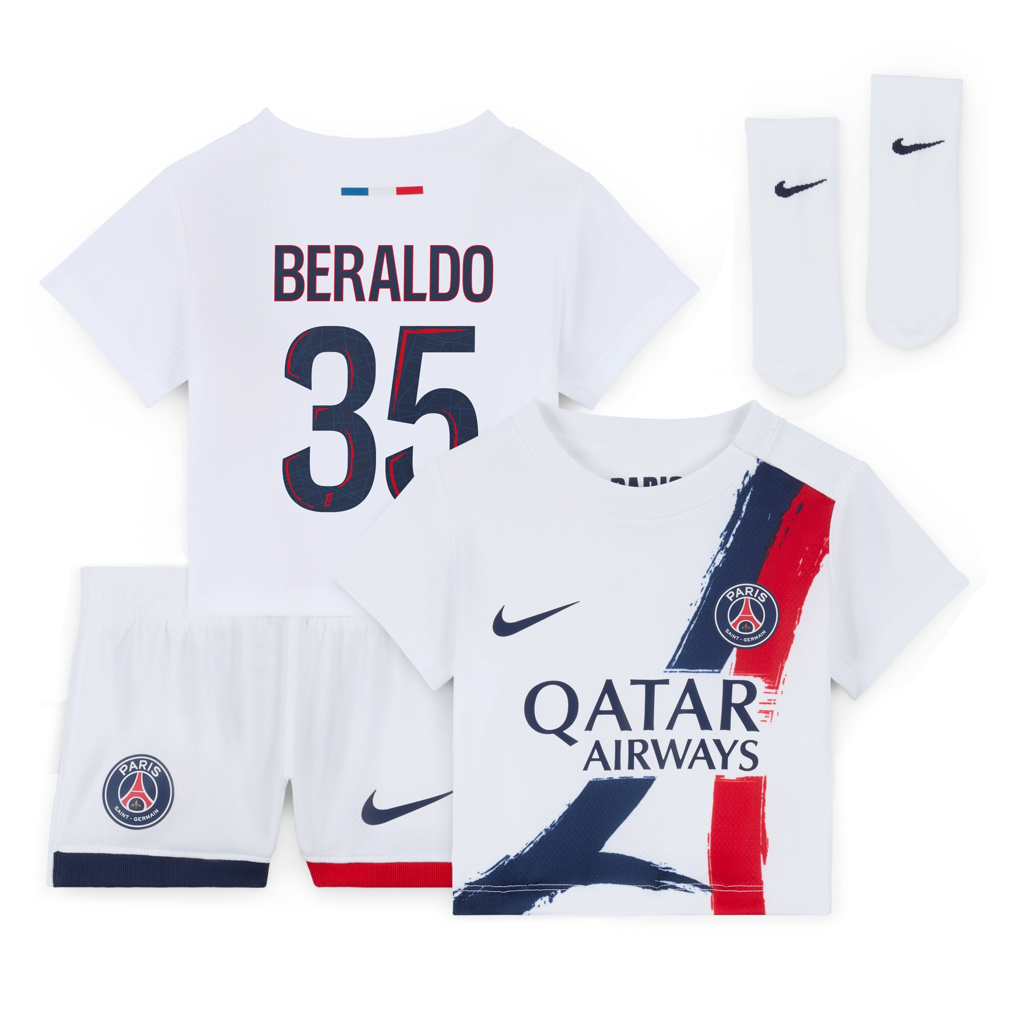 psg nike away stadium kit 2024-2025 – infants with beraldo 35 printing Kits Collection | Shop PSG Gear