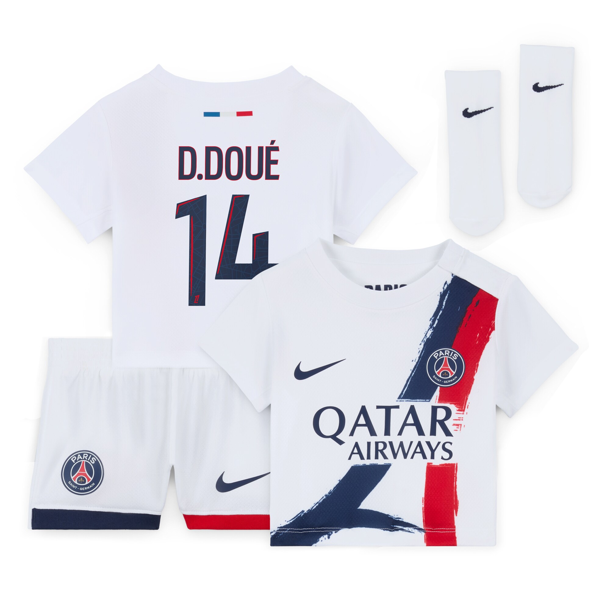 psg nike away stadium kit 2024-2025 – infants with d.doue 14 printing Kits Collection | Shop PSG Gear