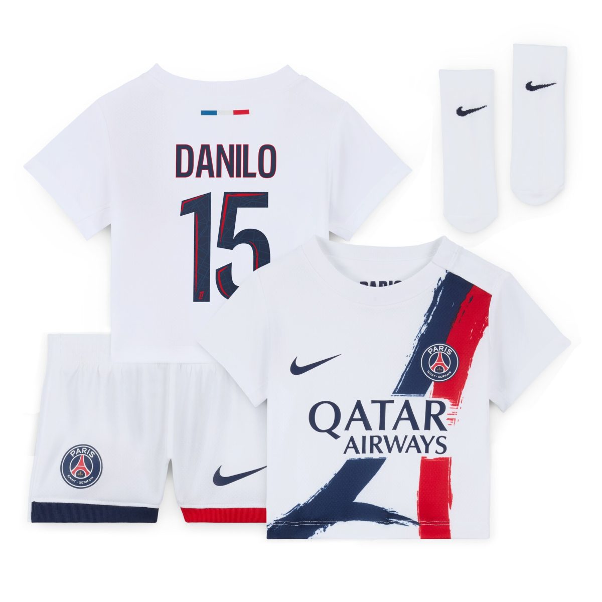 psg nike away stadium kit 2024-2025 – infants with danilo 15 printing Kits Collection | Shop PSG Gear
