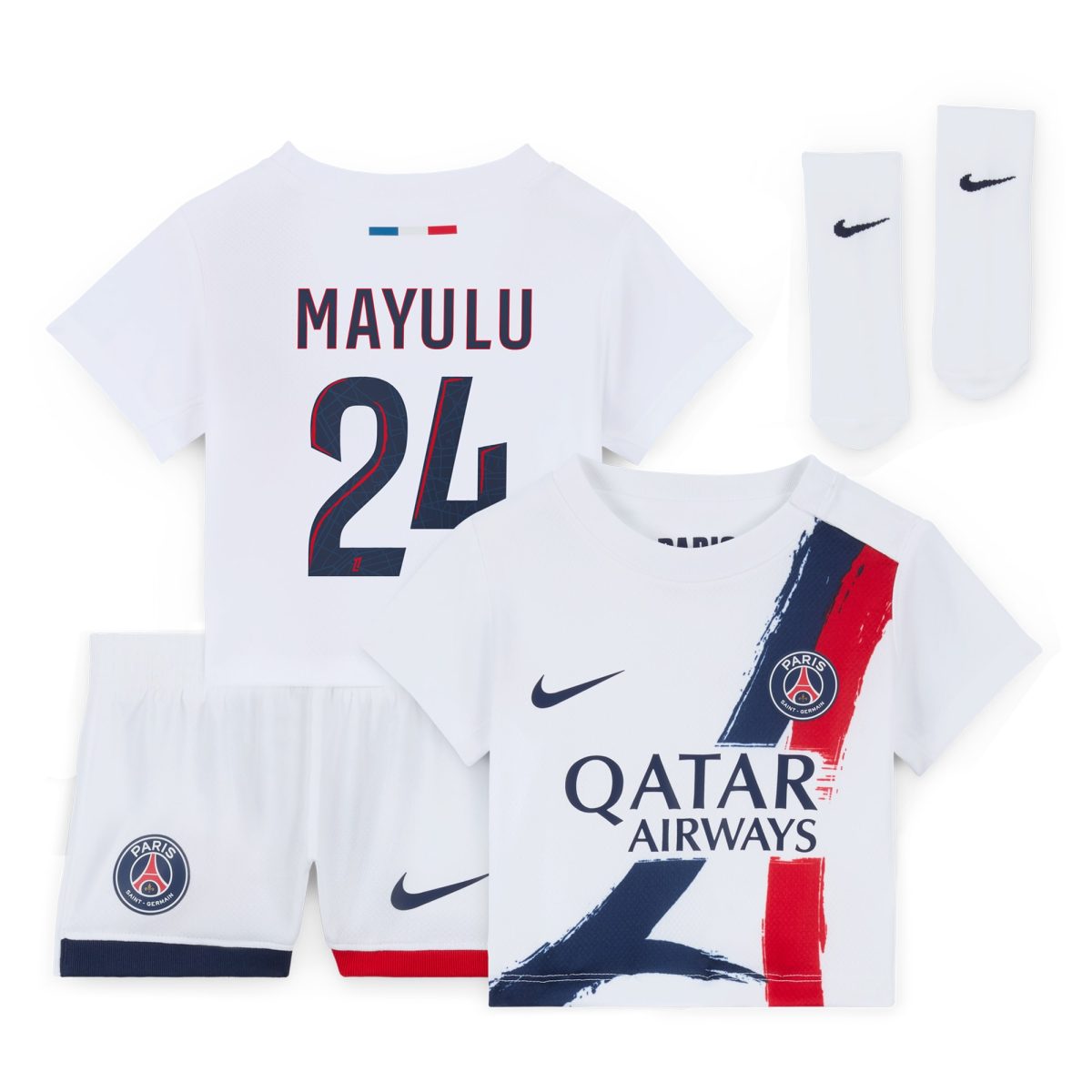 psg nike away stadium kit 2024-2025 – infants with mayulu 24 printing Kits Collection | Shop PSG Gear