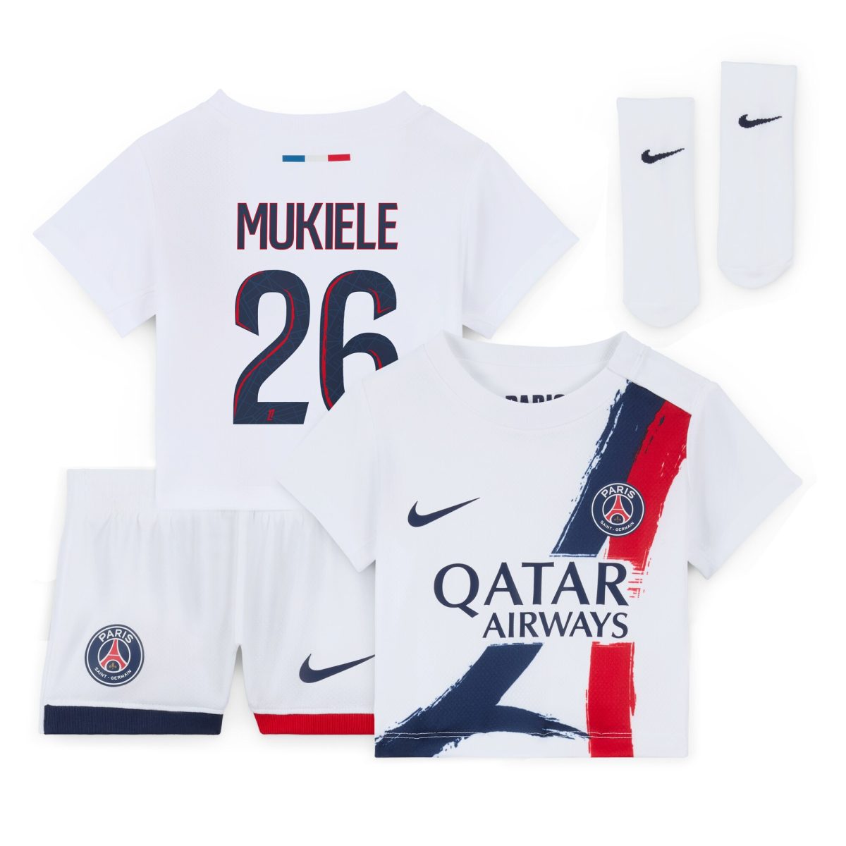 psg nike away stadium kit 2024-2025 – infants with mukiele 26 printing Kits Collection | Shop PSG Gear
