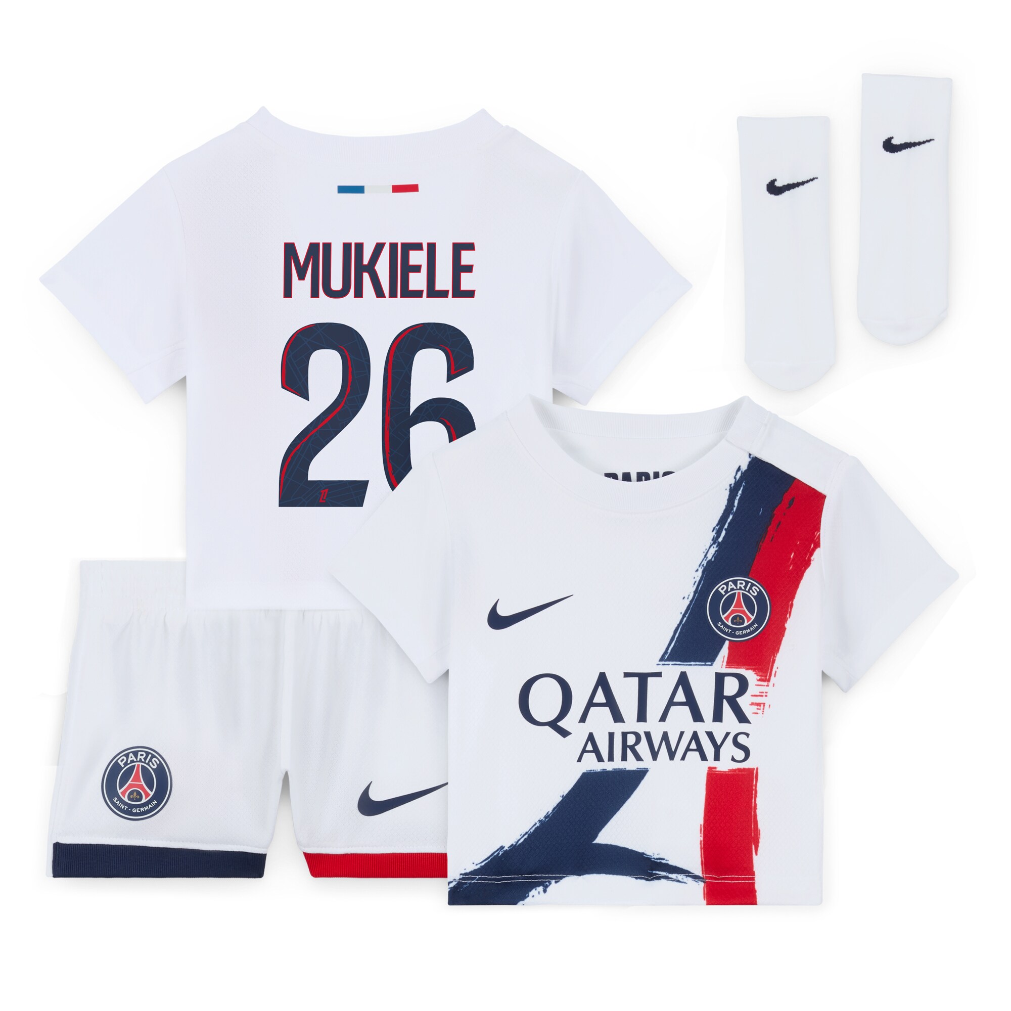 psg nike away stadium kit 2024-2025 – infants with mukiele 26 printing Kits Collection | Shop PSG Gear