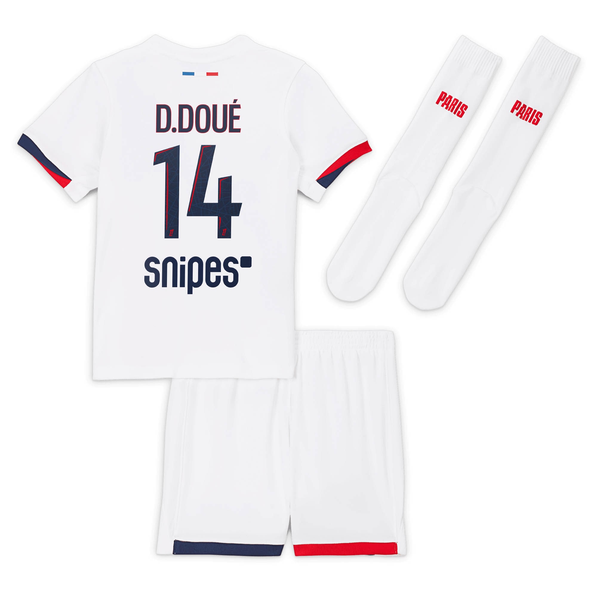 psg nike away stadium kit 2024-2025 – little kids with d.doue 14 printing Kits Collection | Shop PSG Gear