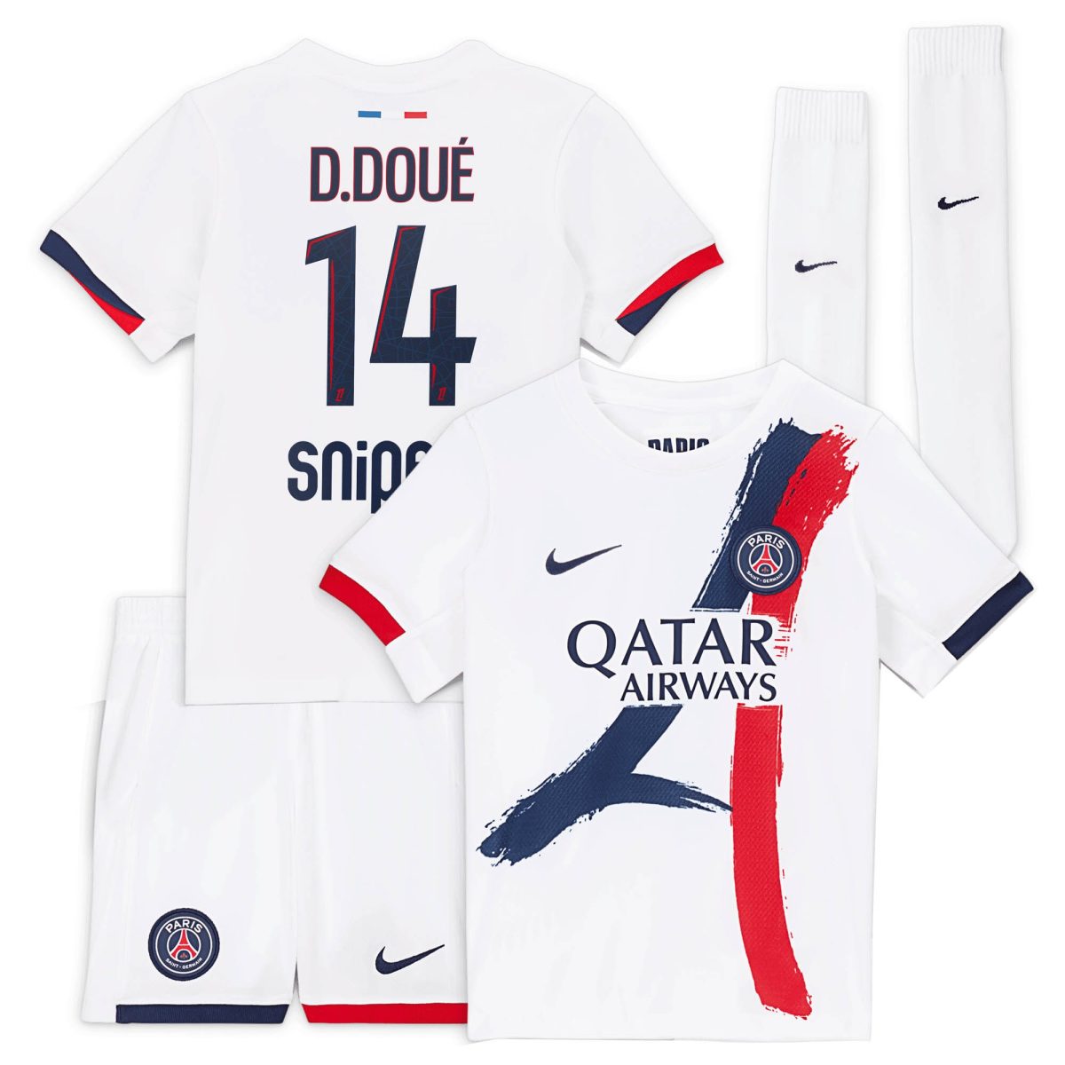 psg nike away stadium kit 2024-2025 – little kids with d.doue 14 printing Kits Collection | Shop PSG Gear