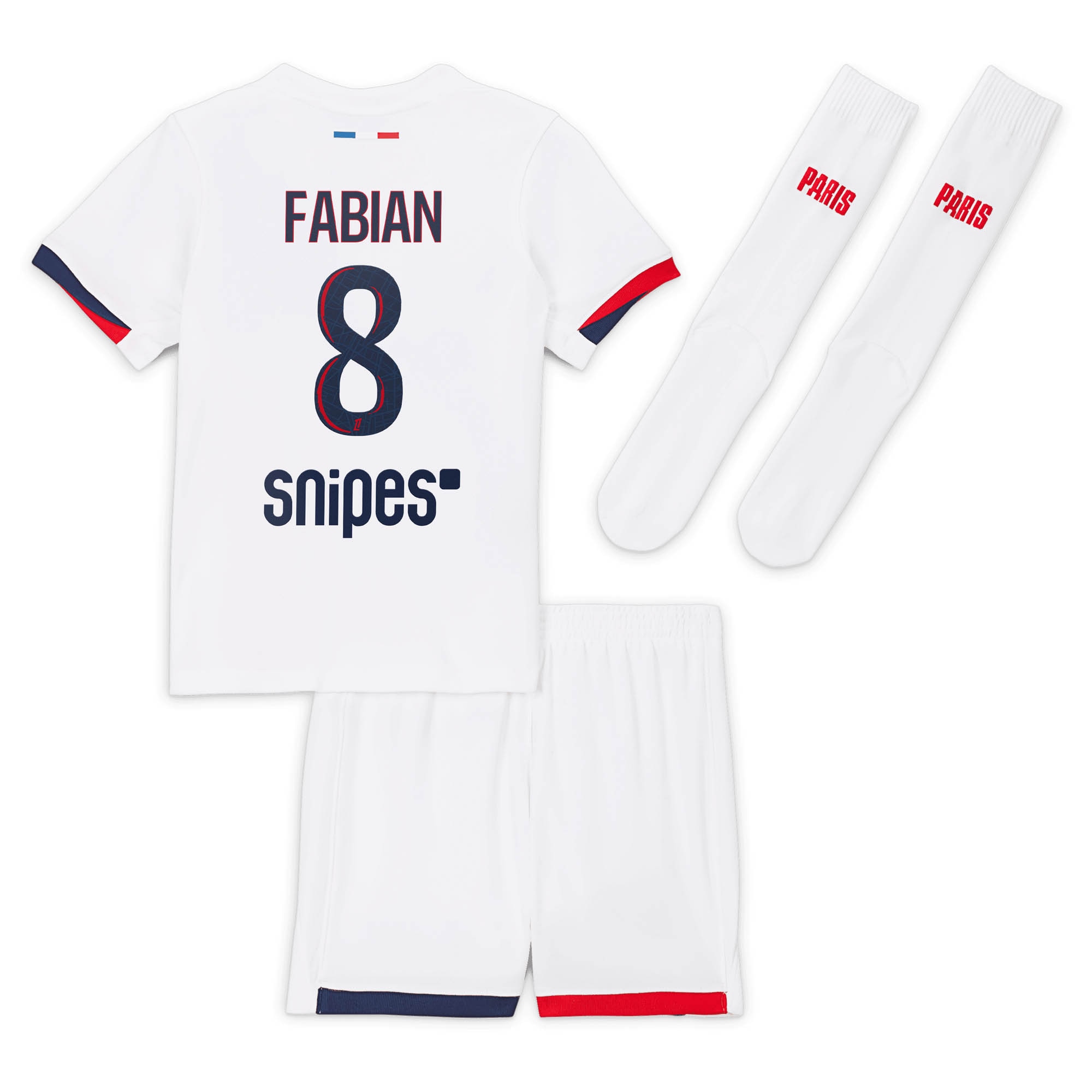 psg nike away stadium kit 2024-2025 – little kids with fabian 8 printing Kits Collection | Shop PSG Gear