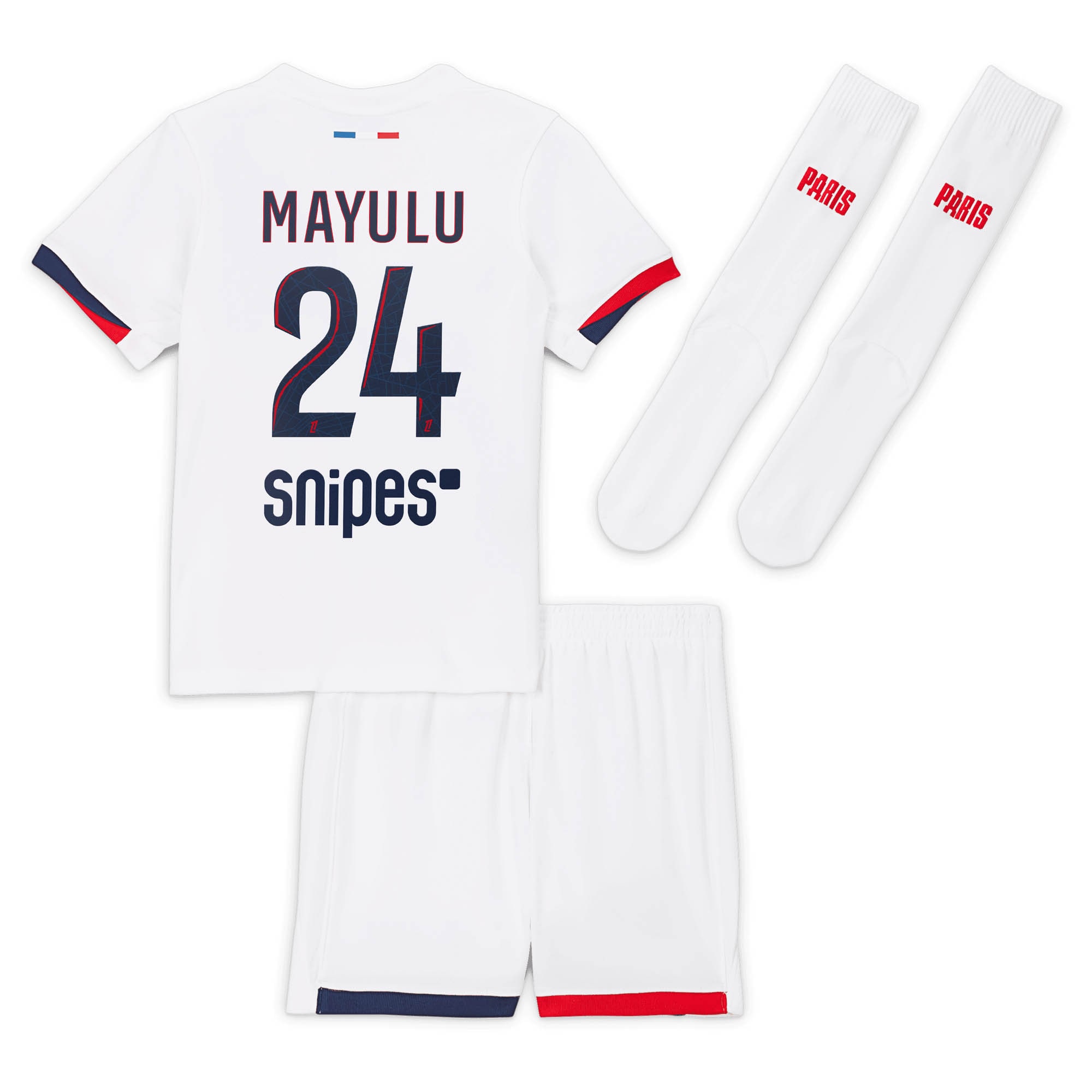psg nike away stadium kit 2024-2025 – little kids with mayulu 24 printing Kits Collection | Shop PSG Gear
