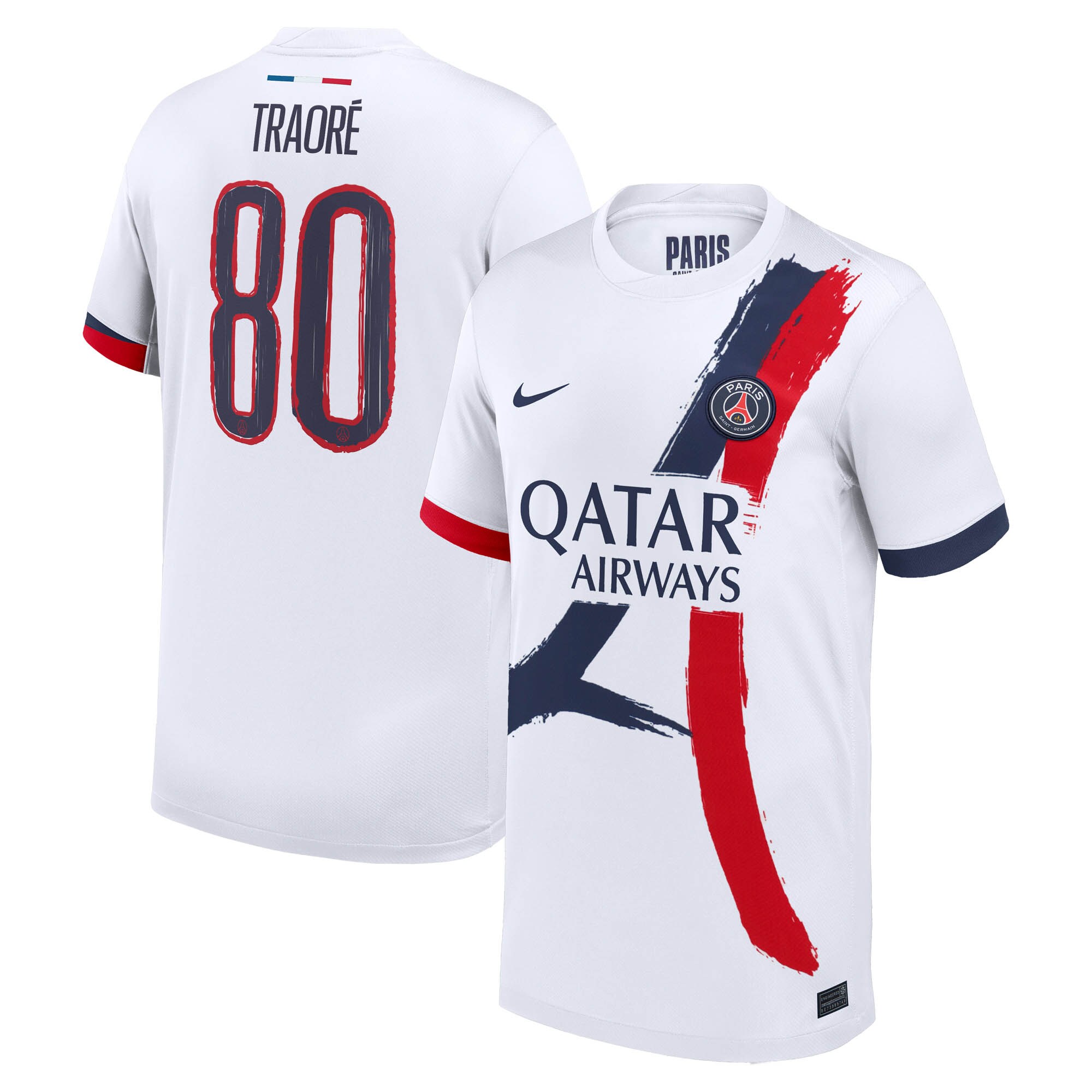psg nike away stadium shirt 2024-2025 – kids with traore 80 printing Kits Collection | Shop PSG Gear