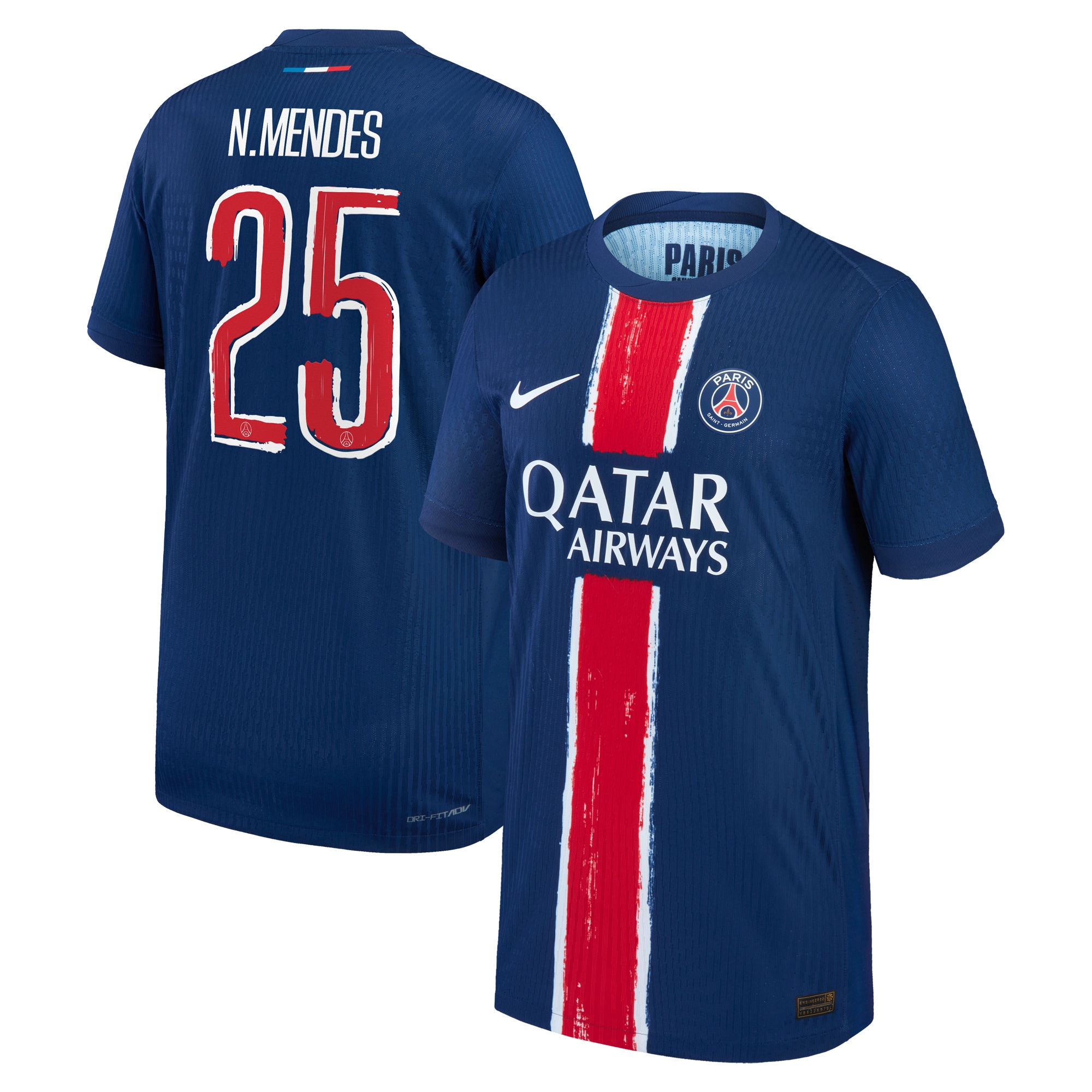 psg nike dri-fit adv home match shirt 2024-25 – kids with cup printing n.mendes 25 Kits Collection | Shop PSG Gear