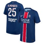 psg nike dri-fit adv home match shirt 2024-25 – kids with n.mendes 25 printing Kits Collection | Shop PSG Gear