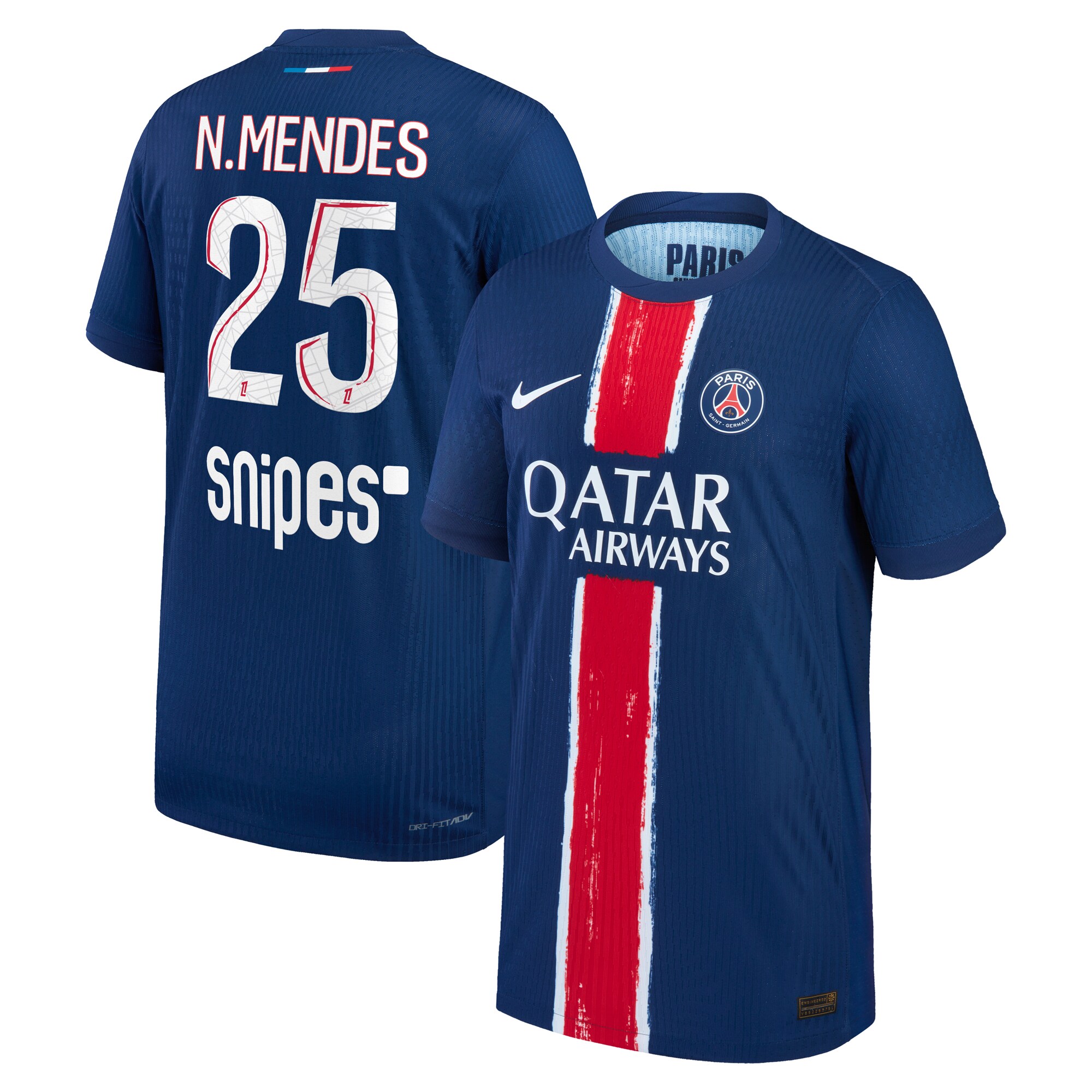 psg nike dri-fit adv home match shirt 2024-25 – kids with n.mendes 25 printing Kits Collection | Shop PSG Gear