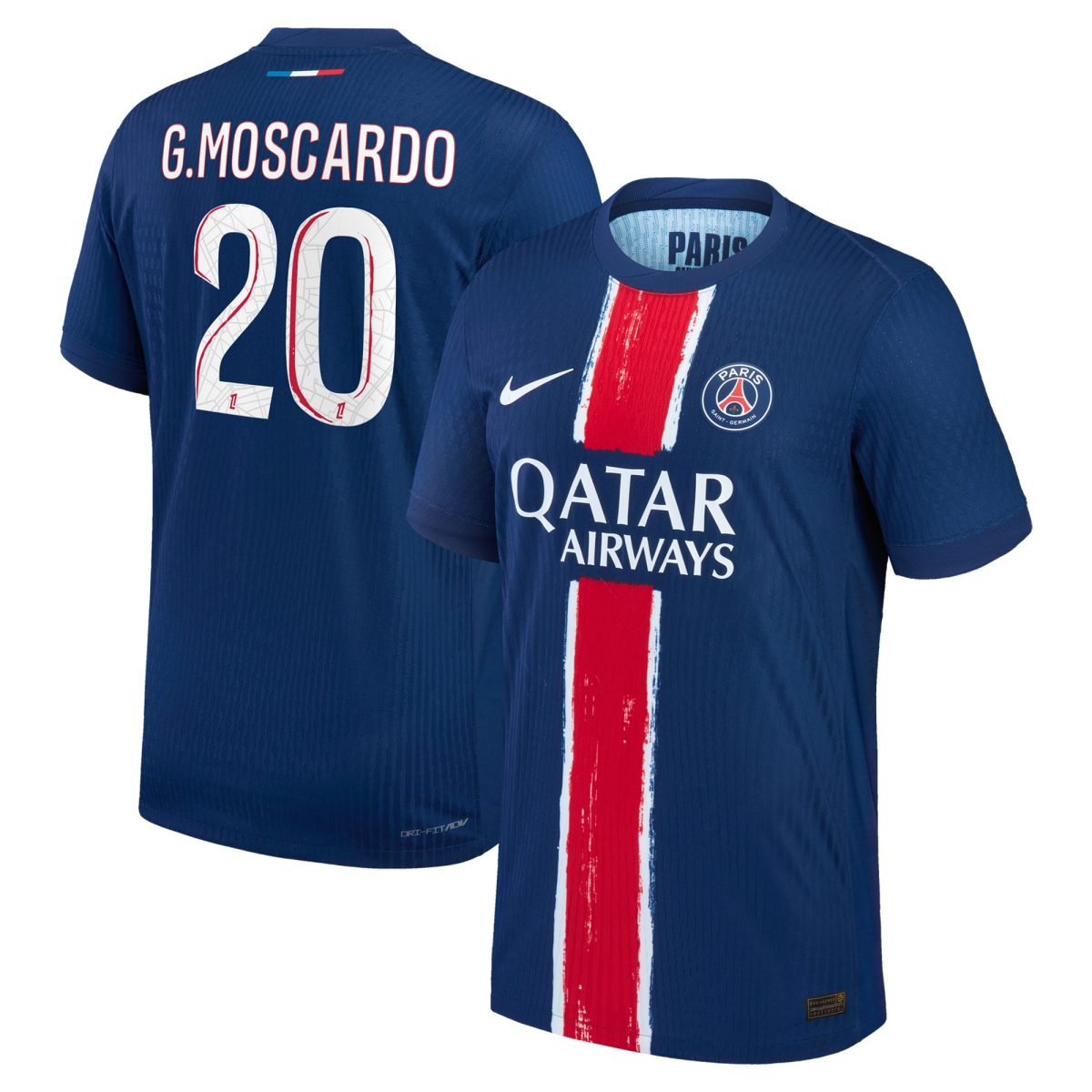 psg nike dri-fit adv home match shirt 2024-25 with g.moscardo 20 printing Kits Collection | Shop PSG Gear