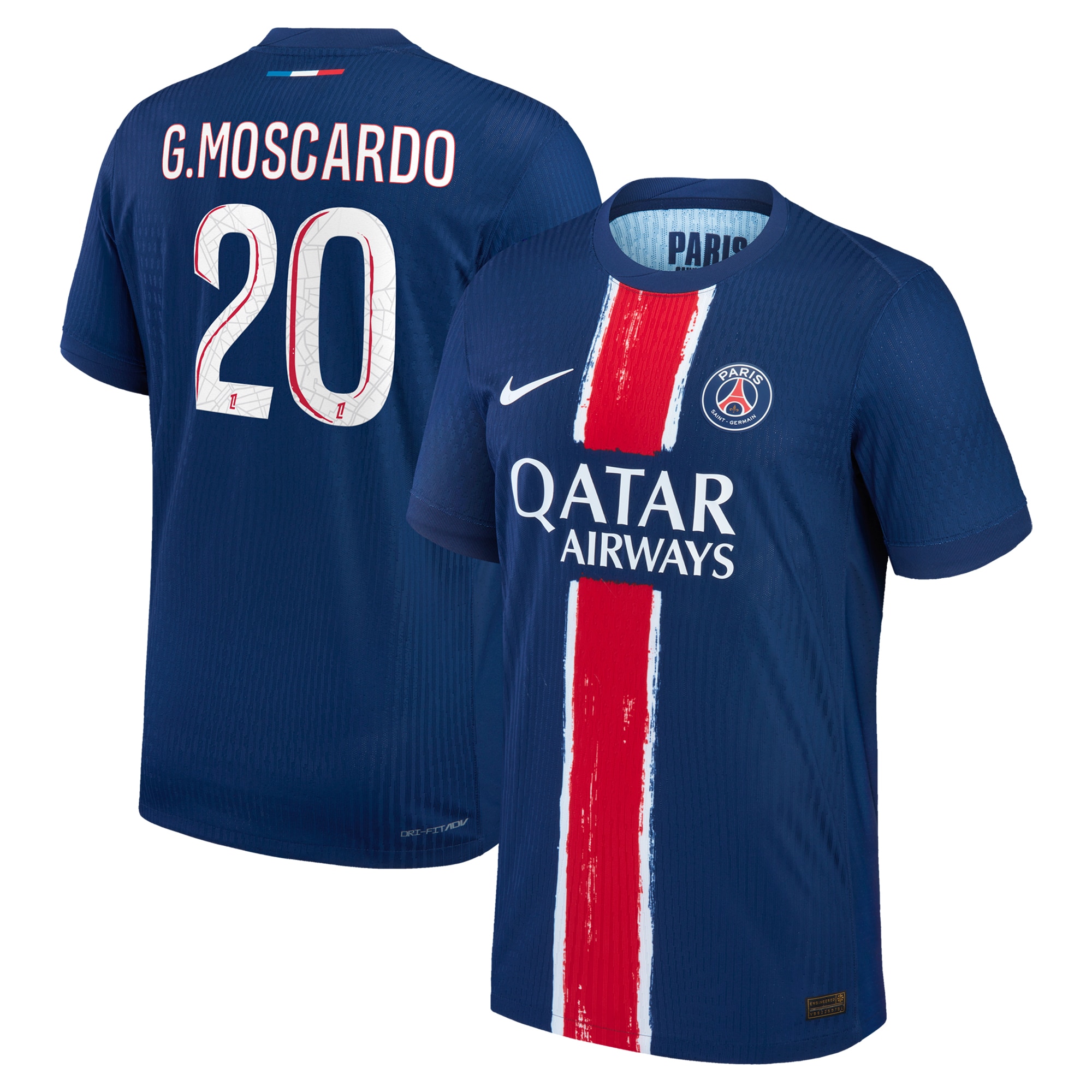 psg nike dri-fit adv home match shirt 2024-25 with g.moscardo 20 printing Kits Collection | Shop PSG Gear