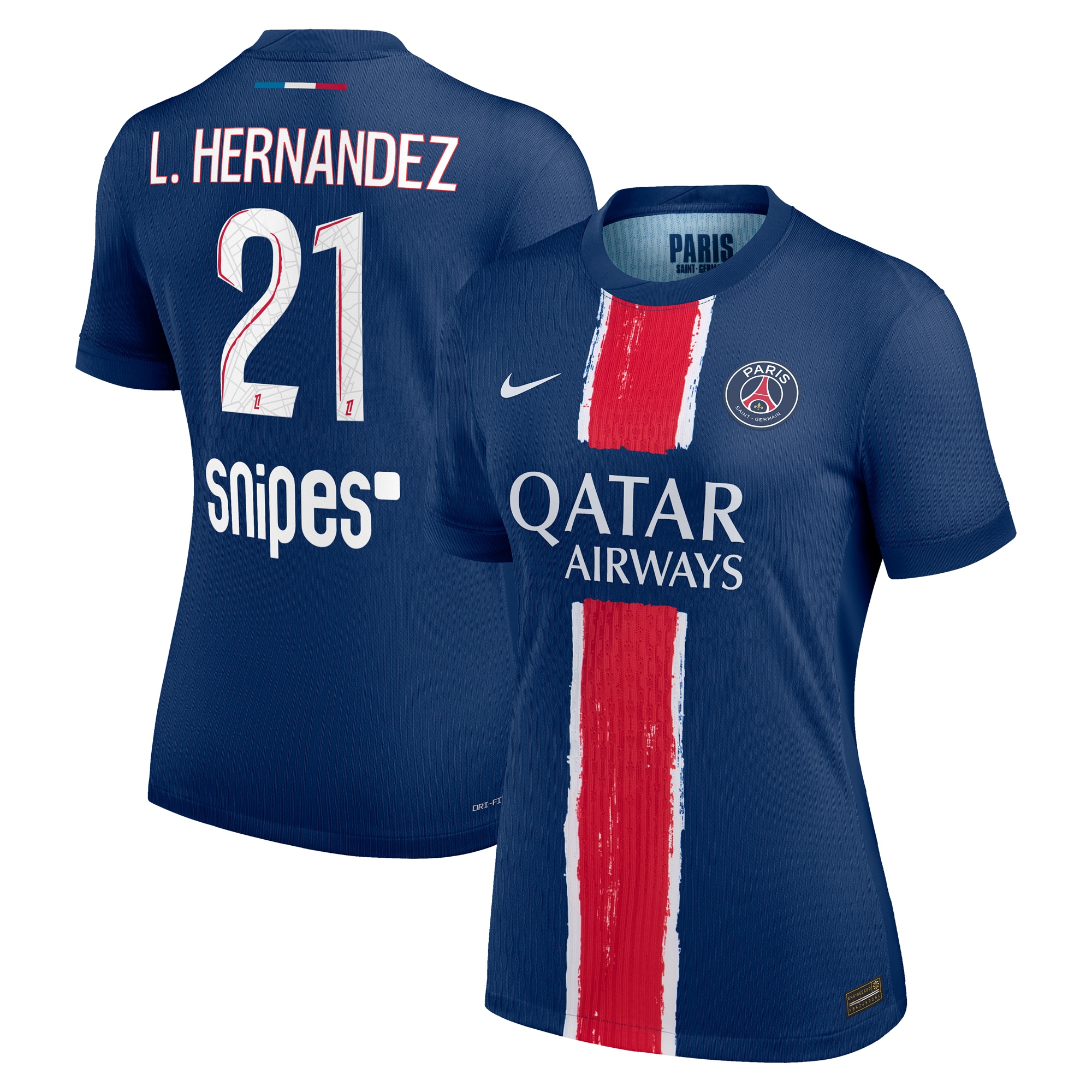 psg nike dri-fit adv home match shirt 2024-25 – womens with l.hernandez 21 printing Kits Collection | Shop PSG Gear