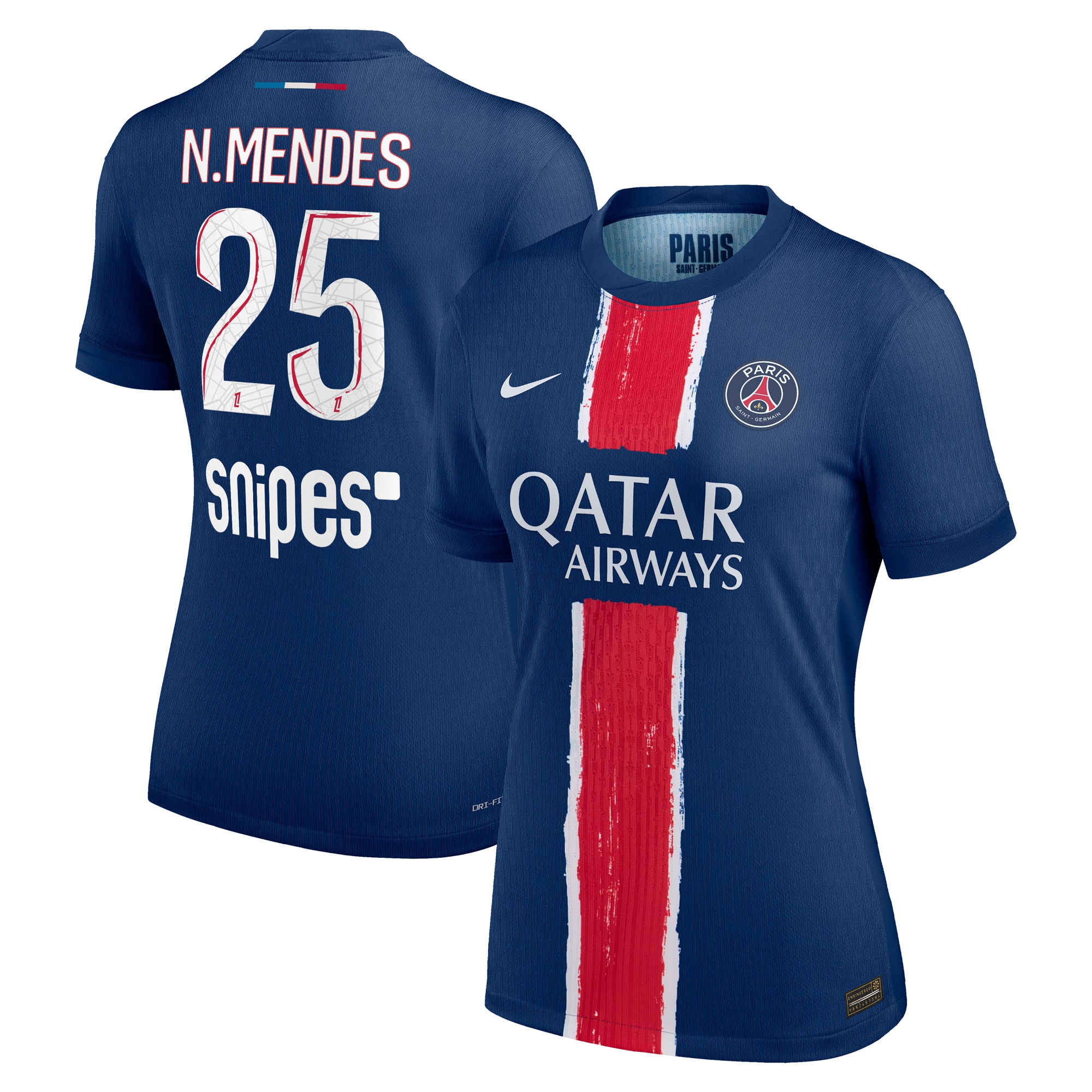 psg nike dri-fit adv home match shirt 2024-25 – womens with n.mendes 25 printing Kits Collection | Shop PSG Gear