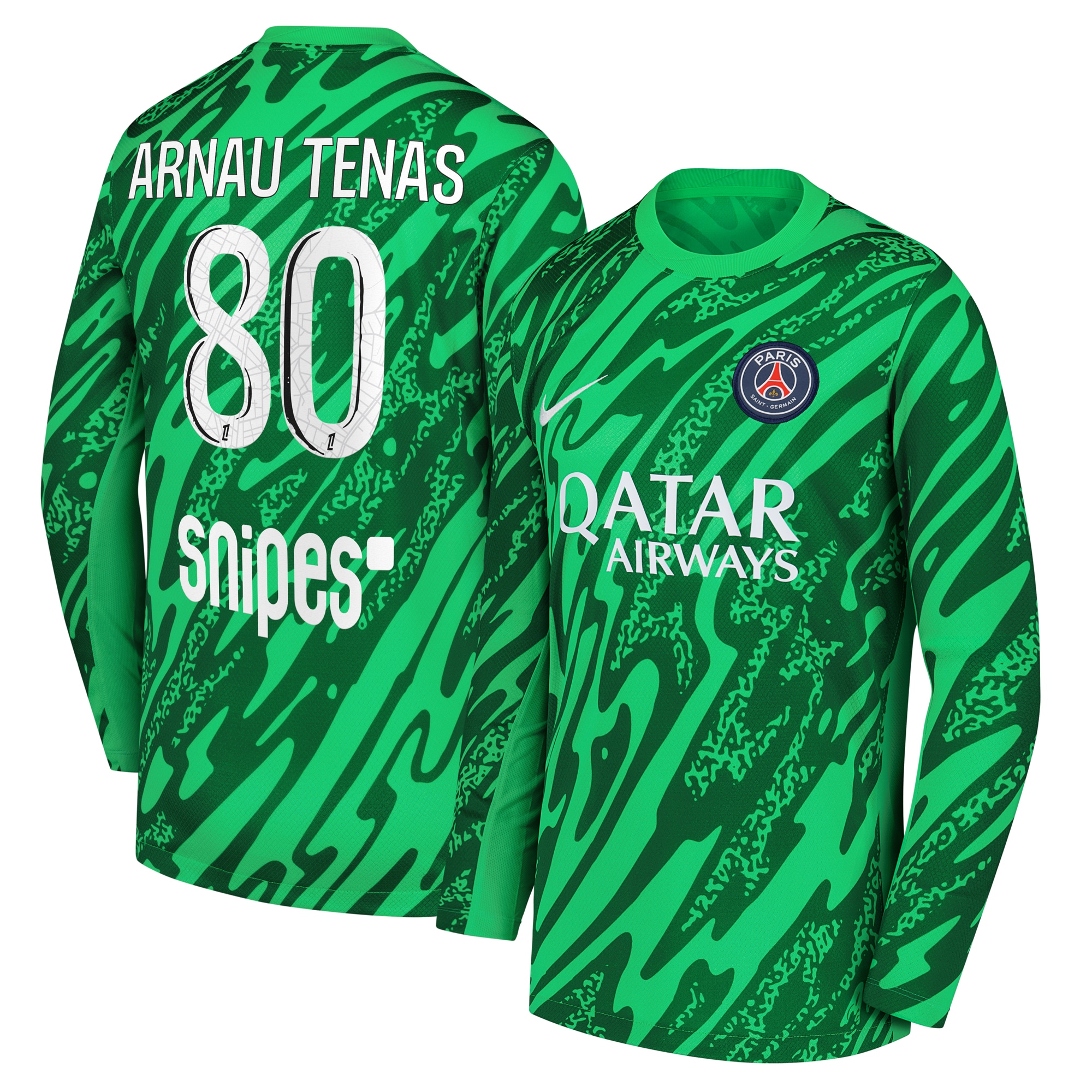 psg nike goalkeeper stadium shirt 2024-25 – kids with arnau tenas 80 printing Kits Collection | Shop PSG Gear