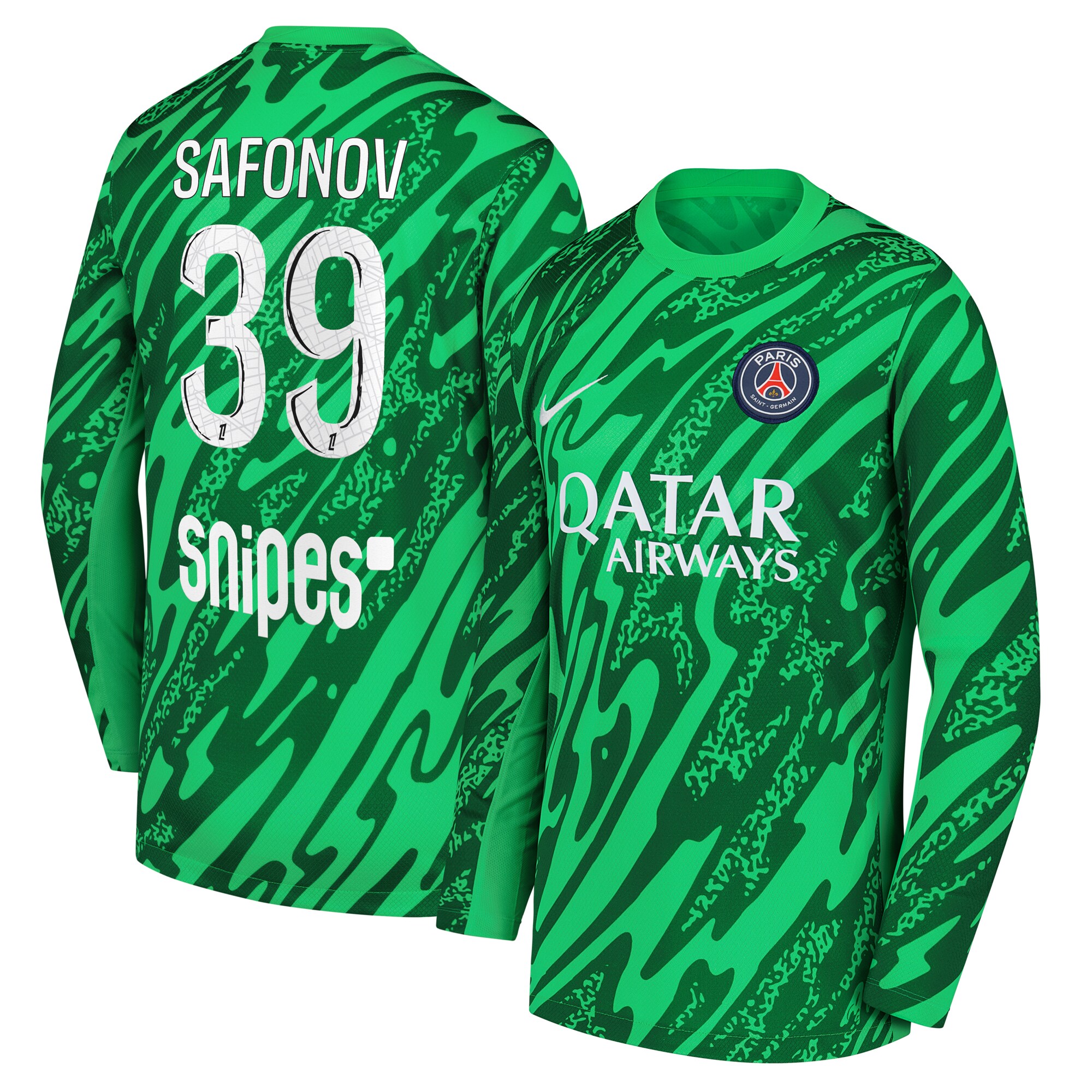 psg nike goalkeeper stadium shirt 2024-25 – kids with safonov 39 printing Kits Collection | Shop PSG Gear