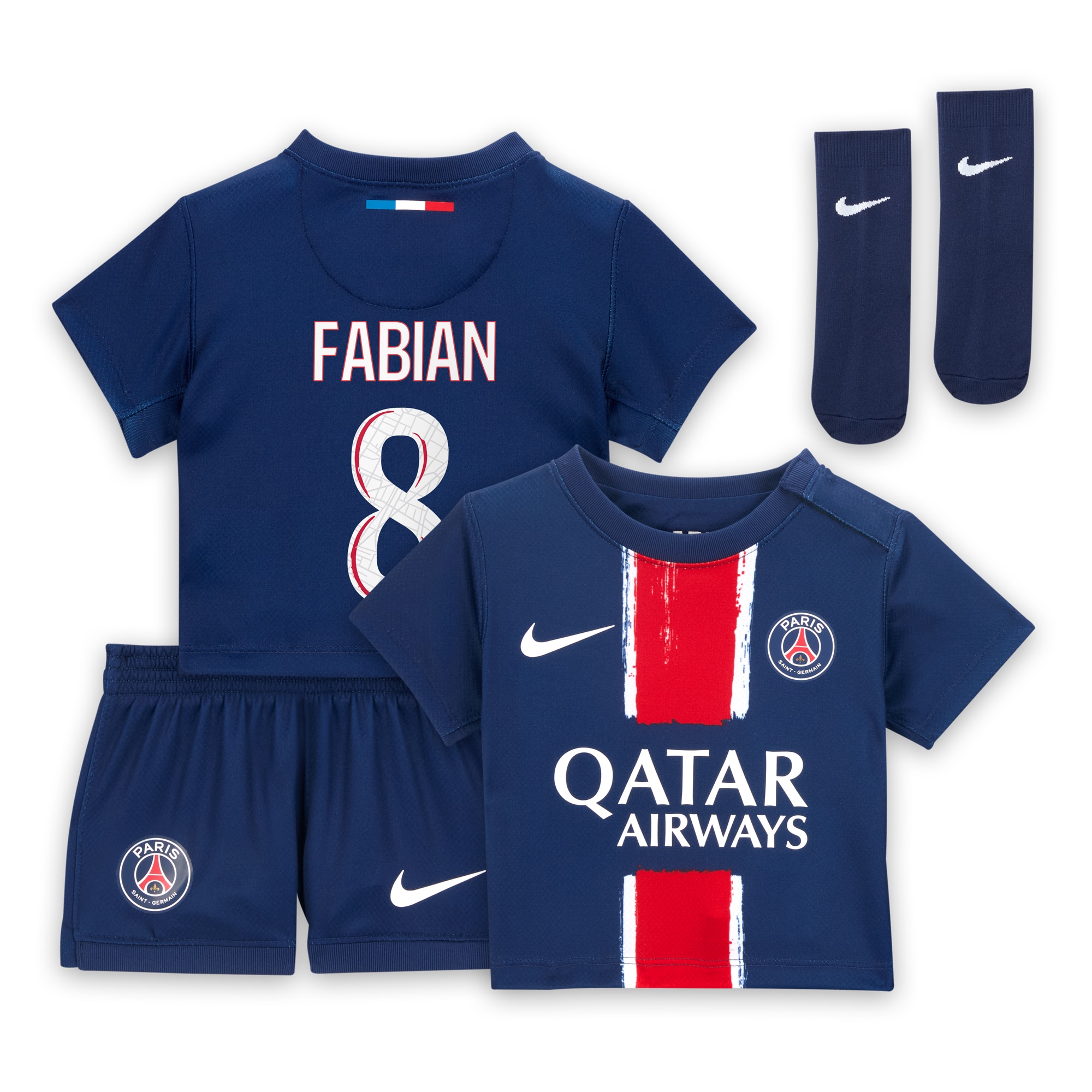 psg nike home mini kit 2024-25 – infants with fabian 8 printing Kits Collection | Shop PSG Gear