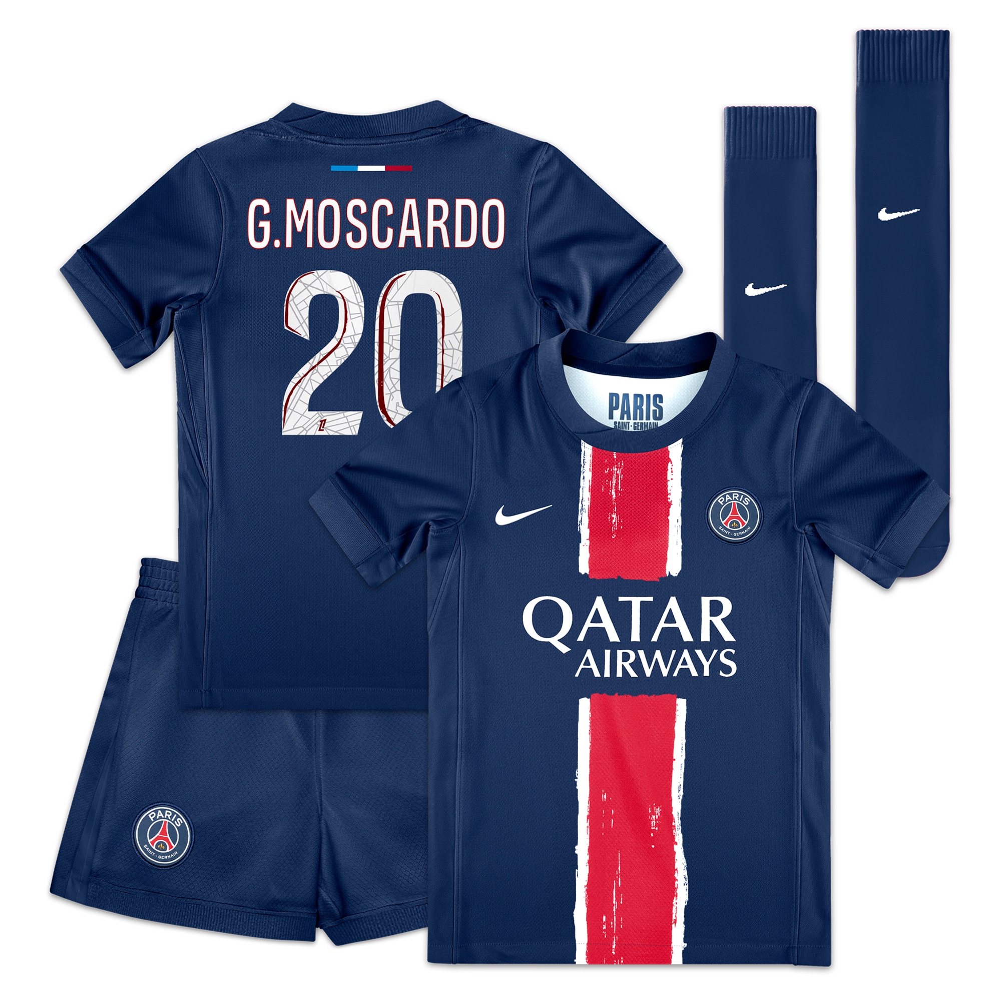 psg nike home mini kit 2024-25 – little kids with g.moscardo 20 printing Kits Collection | Shop PSG Gear