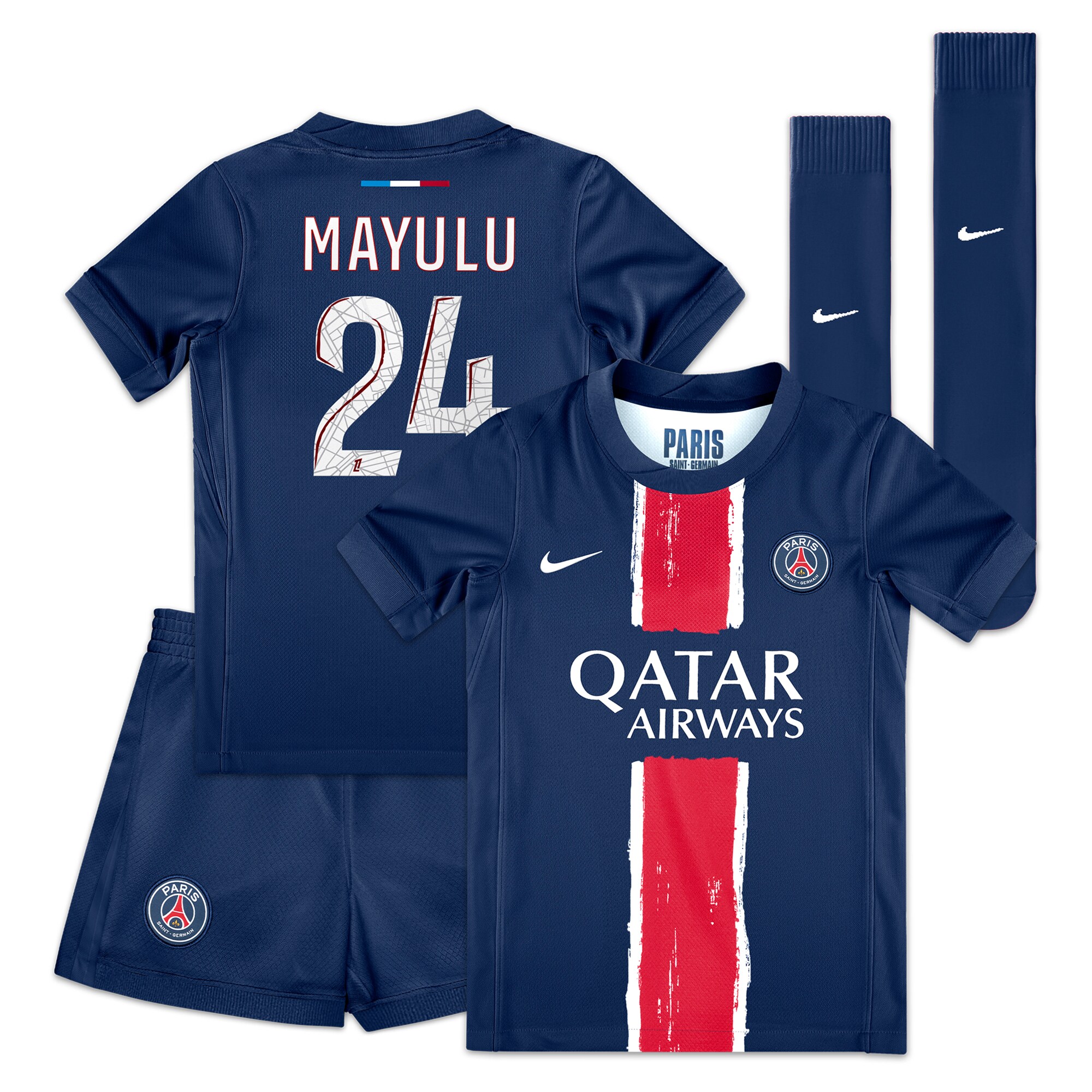 psg nike home mini kit 2024-25 – little kids with mayulu 24 printing Kits Collection | Shop PSG Gear