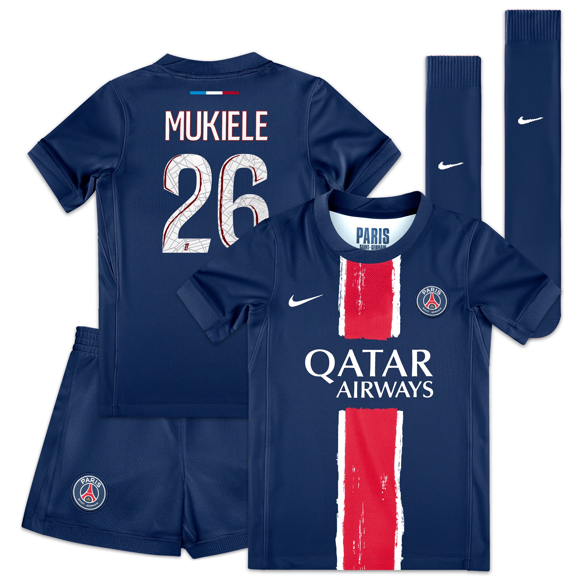 psg nike home mini kit 2024-25 – little kids with mukiele 26 printing Kits Collection | Shop PSG Gear