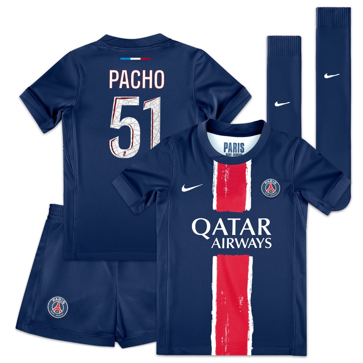 psg nike home mini kit 2024-25 – little kids with pacho 51 printing Kits Collection | Shop PSG Gear
