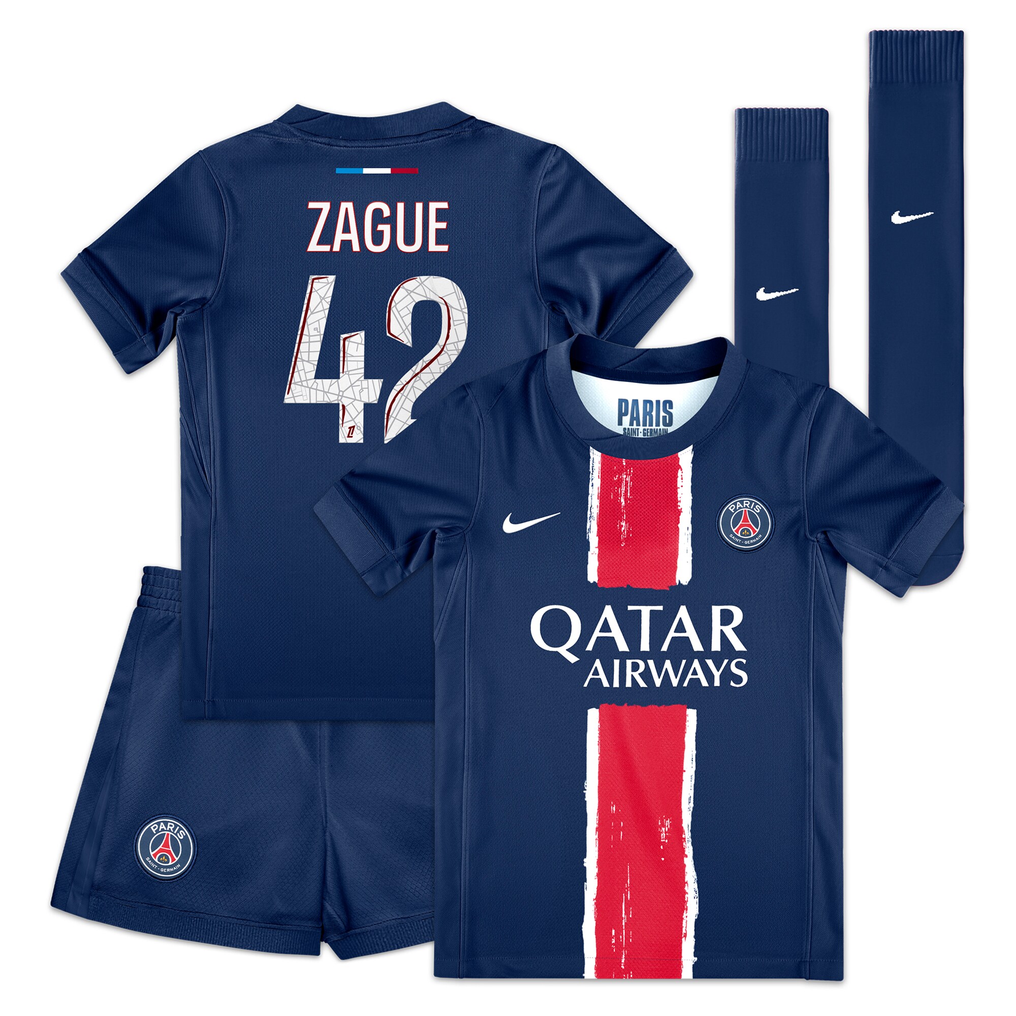 psg nike home mini kit 2024-25 – little kids with zague 42 printing Kits Collection | Shop PSG Gear