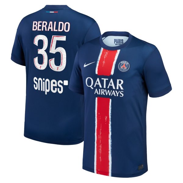 psg nike home stadium shirt 2024-25 – kids with beraldo 35 printing Kits Collection | Shop PSG Gear