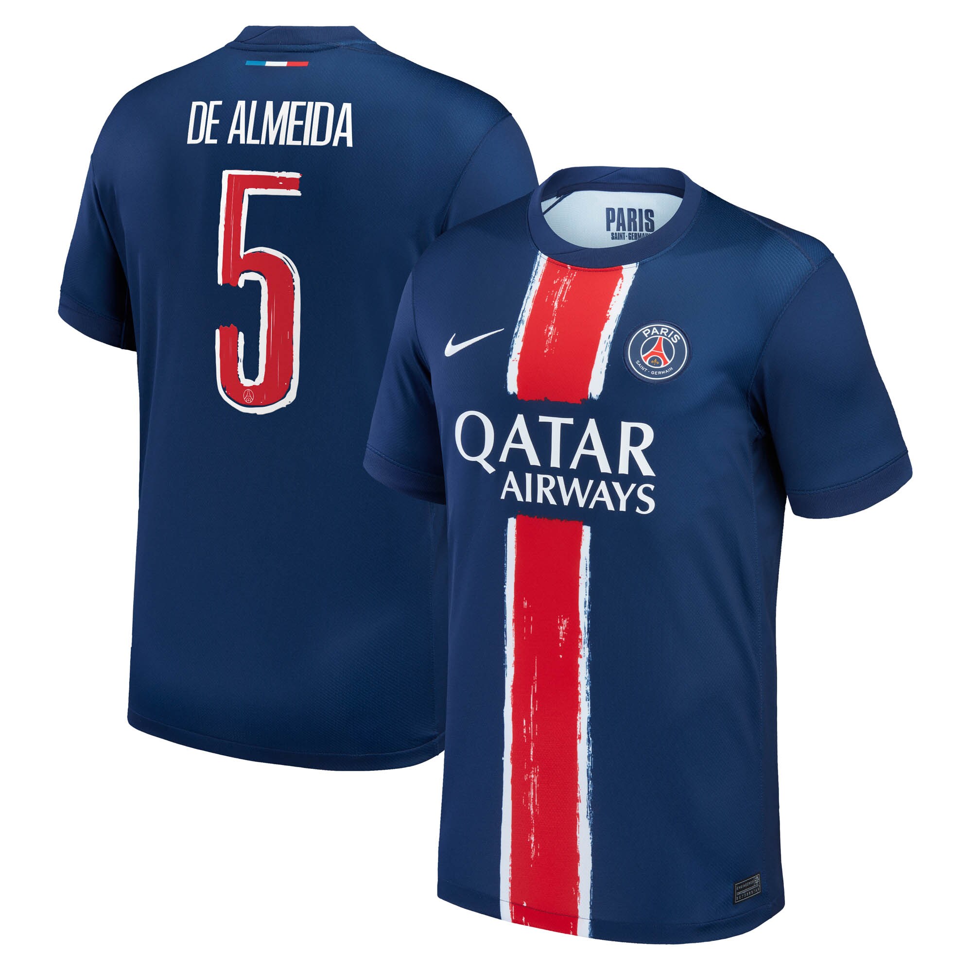 psg nike home stadium shirt 2024-25 – kids with de almeida 5 printing Kits Collection | Shop PSG Gear
