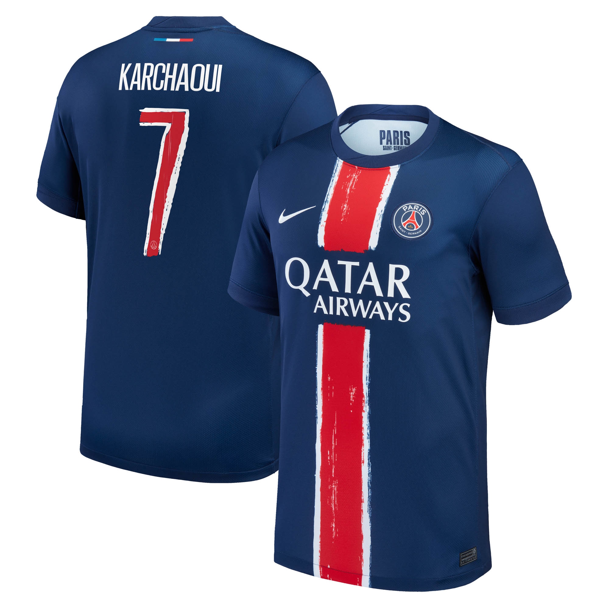 psg nike home stadium shirt 2024-25 – kids with karchaoui 7 printing Kits Collection | Shop PSG Gear