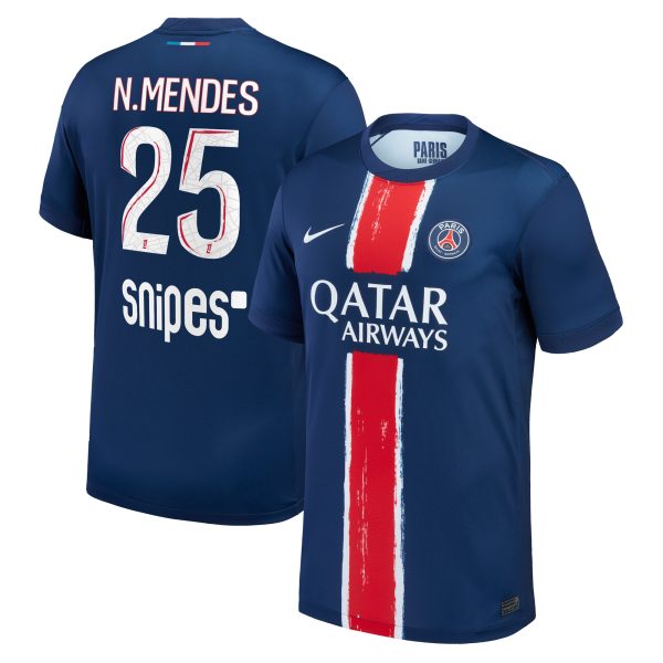 psg nike home stadium shirt 2024-25 with n.mendes 25 printing Kits Collection | Shop PSG Gear