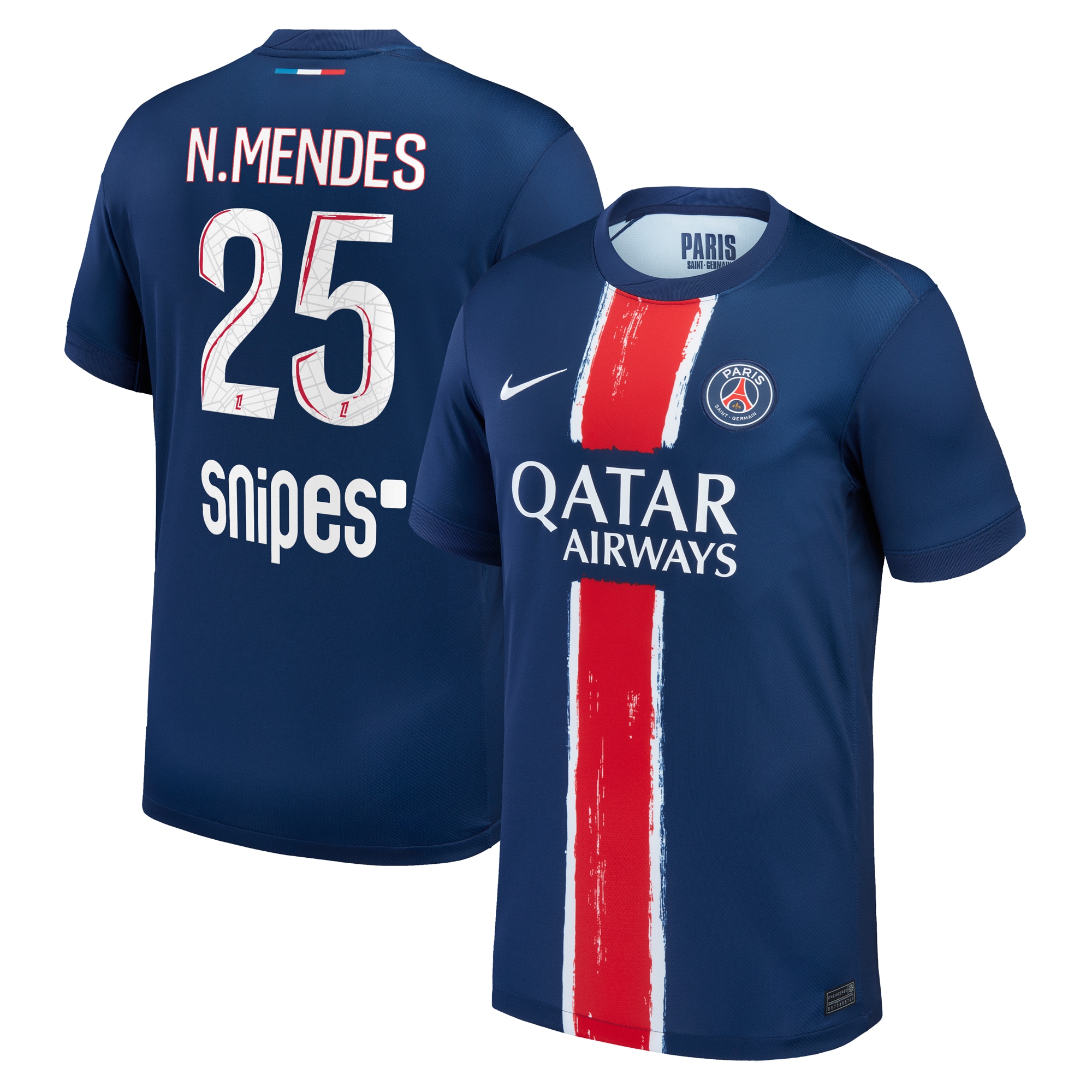 psg nike home stadium shirt 2024-25 with n.mendes 25 printing Kits Collection | Shop PSG Gear